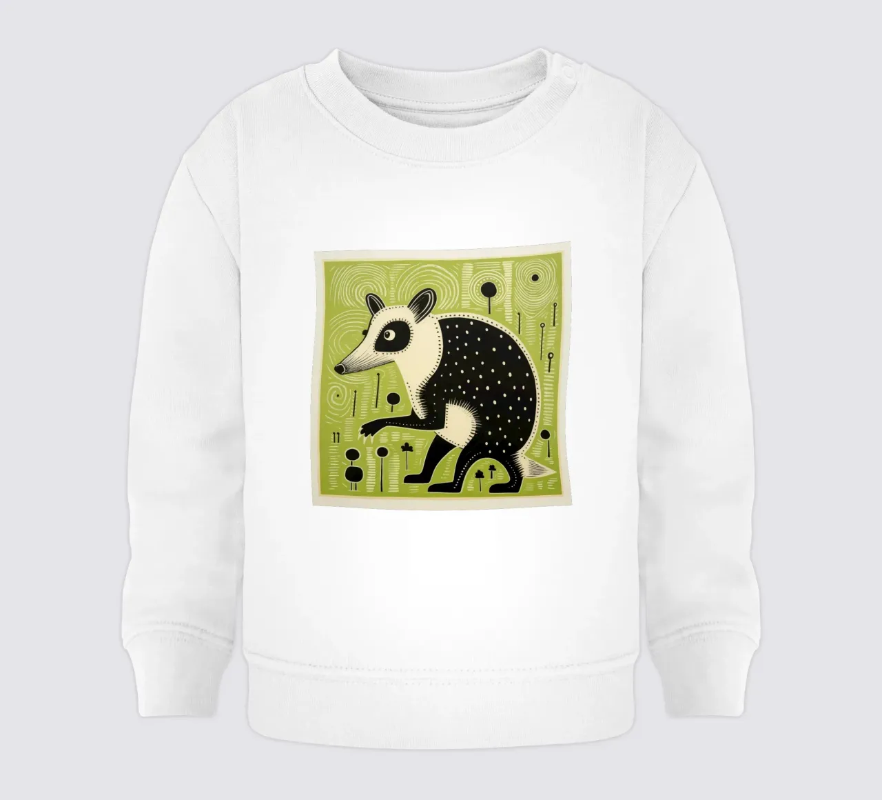 Opossum verde 1 felpa neonato da Minimal Animal Art