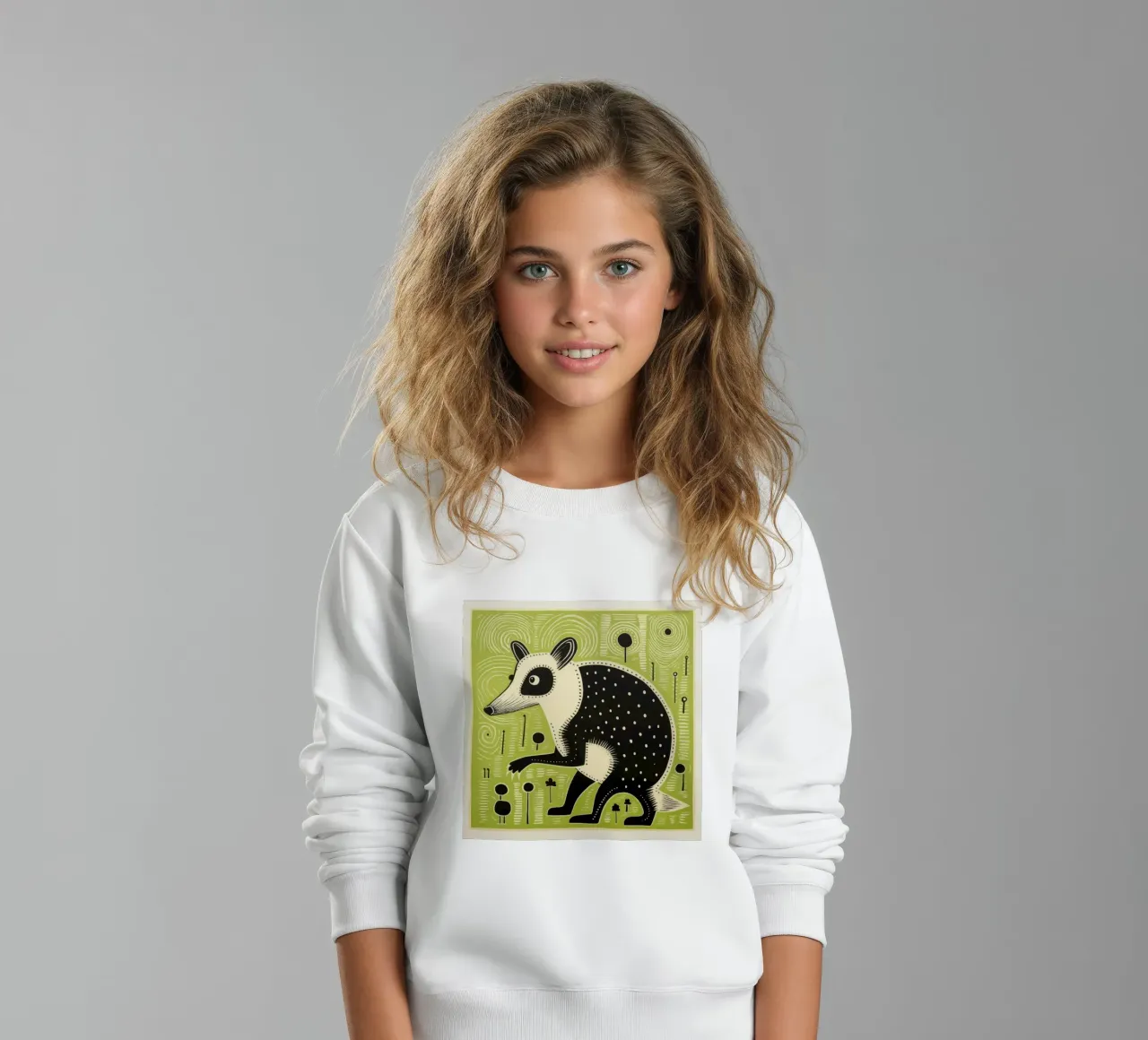 Opossum verde 1 felpa bambino da Minimal Animal Art