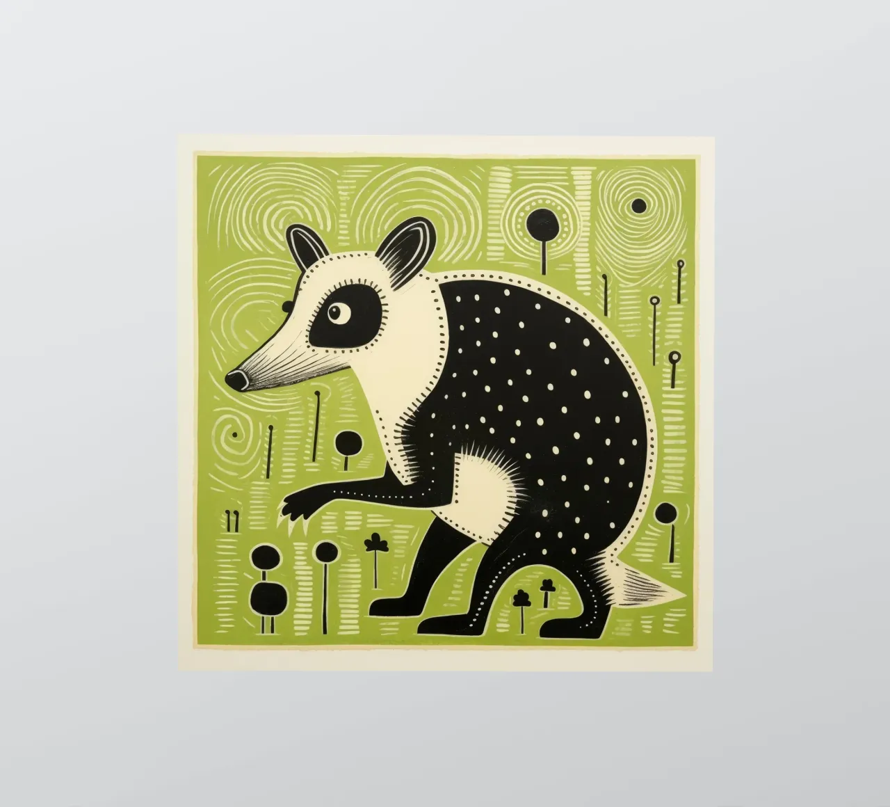 Green Opossum 1 sticker by Minimal Animal Art