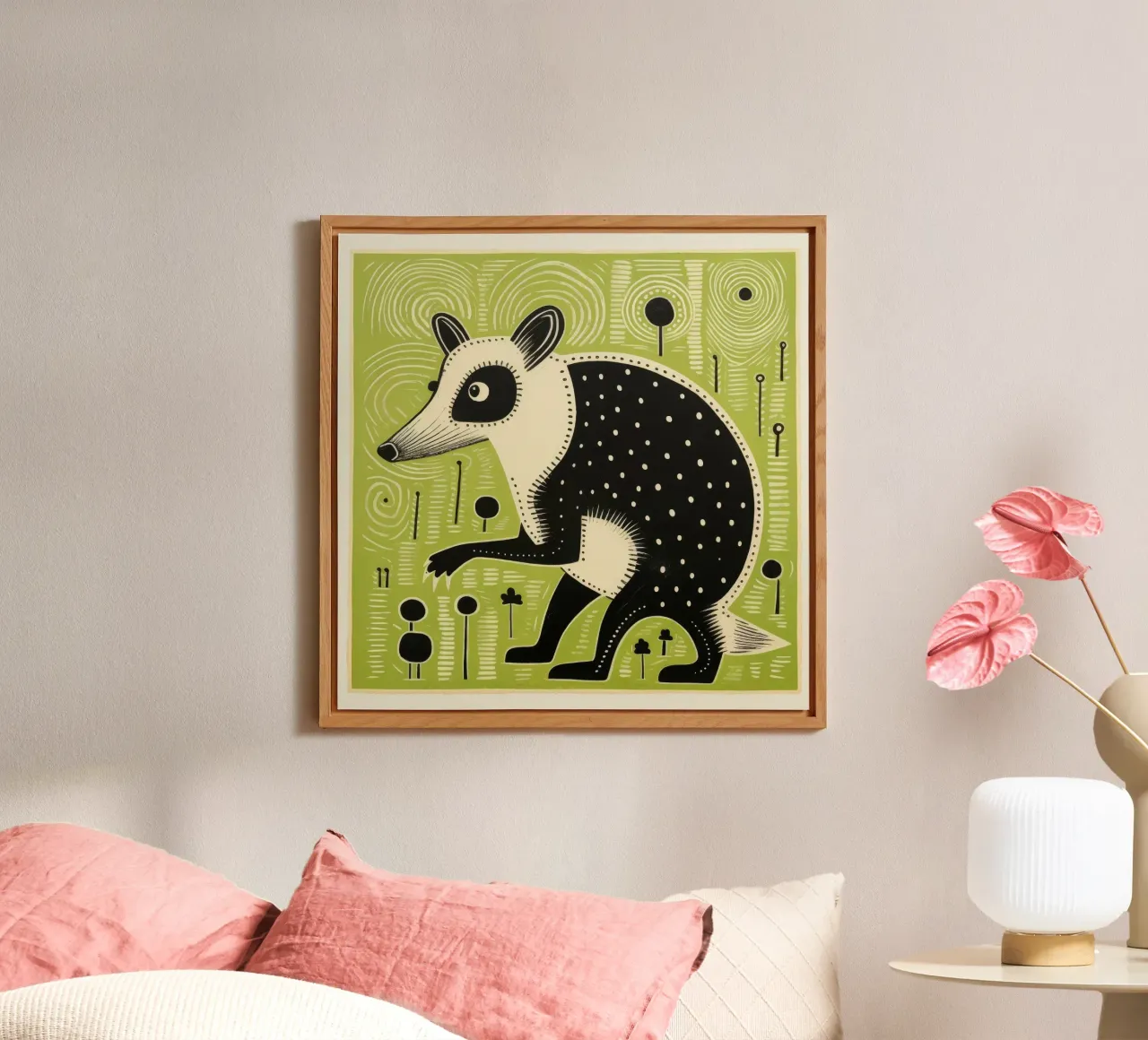 Opossum verde 1 alluminio dibond da Minimal Animal Art
