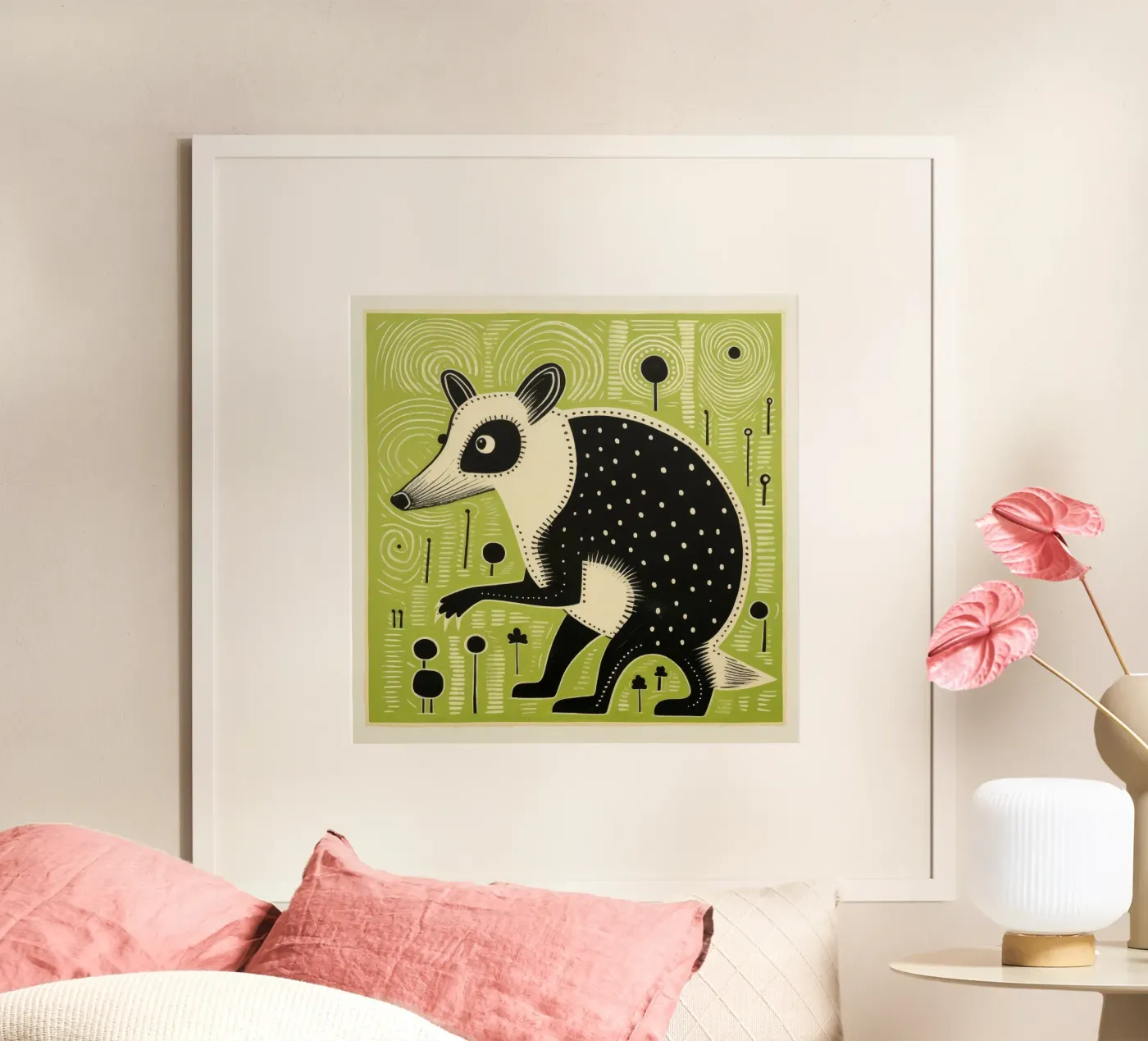 Opossum verde poster da Minimal Animal Art