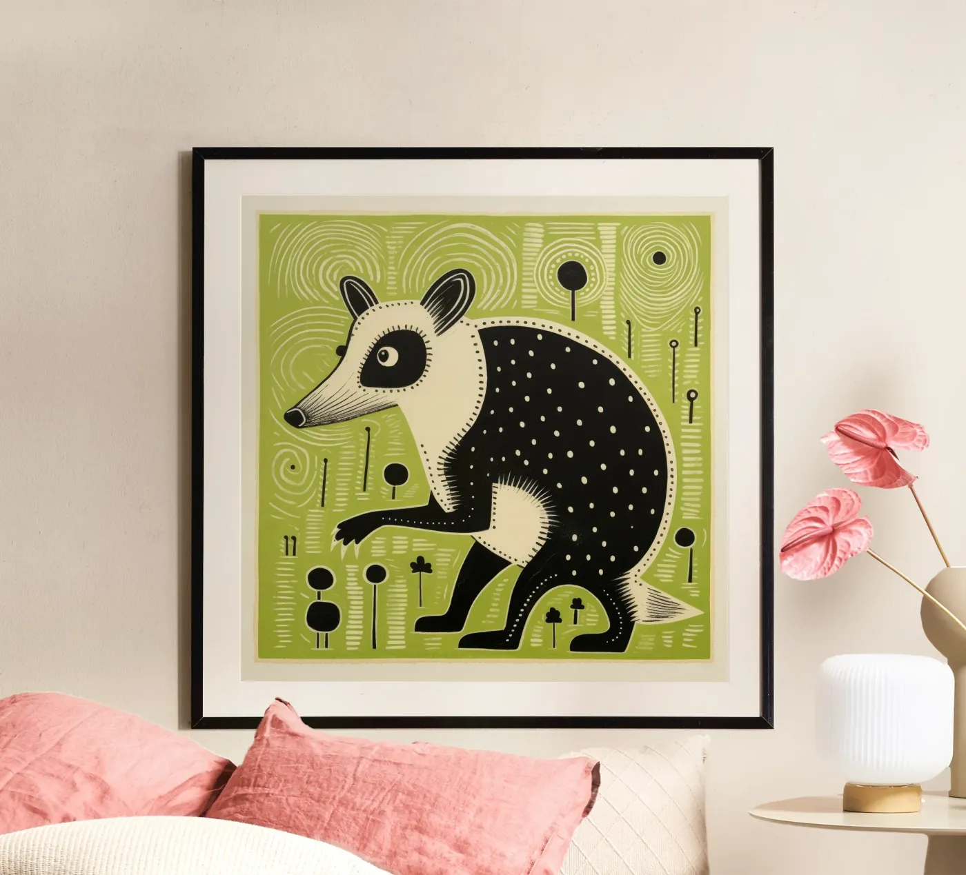 Opossum verde poster da Minimal Animal Art