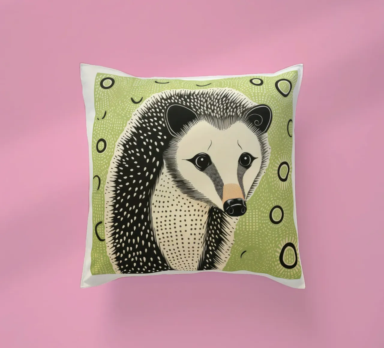 Opossum verde 2 cuscino da Minimal Animal Art