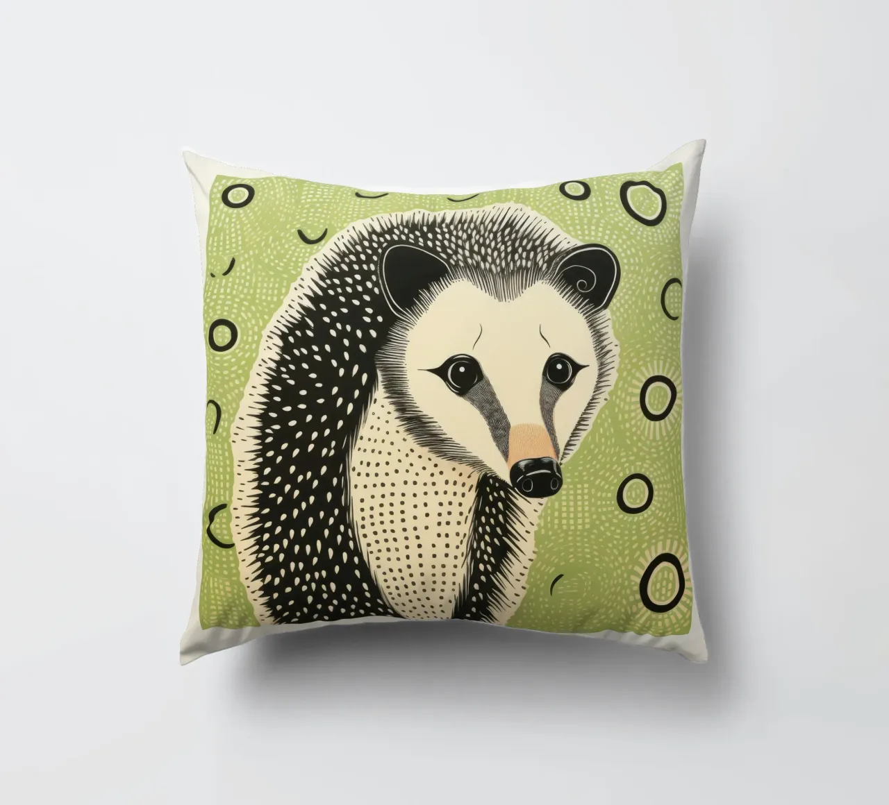 Opossum verde 2 cuscino da Minimal Animal Art
