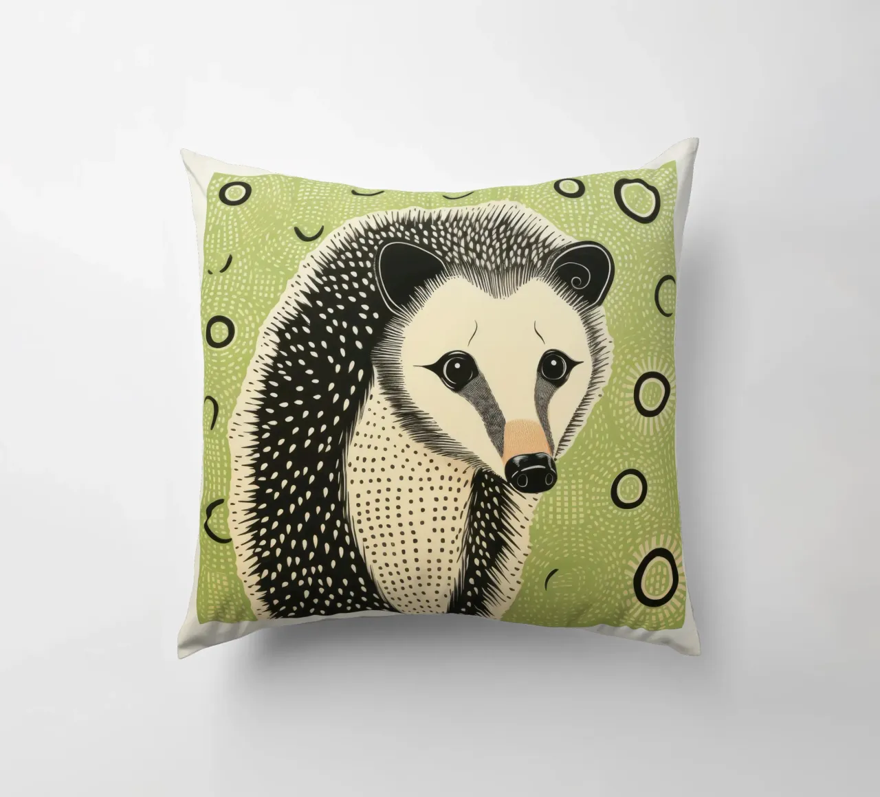 Opossum verde 2 cuscino da Minimal Animal Art