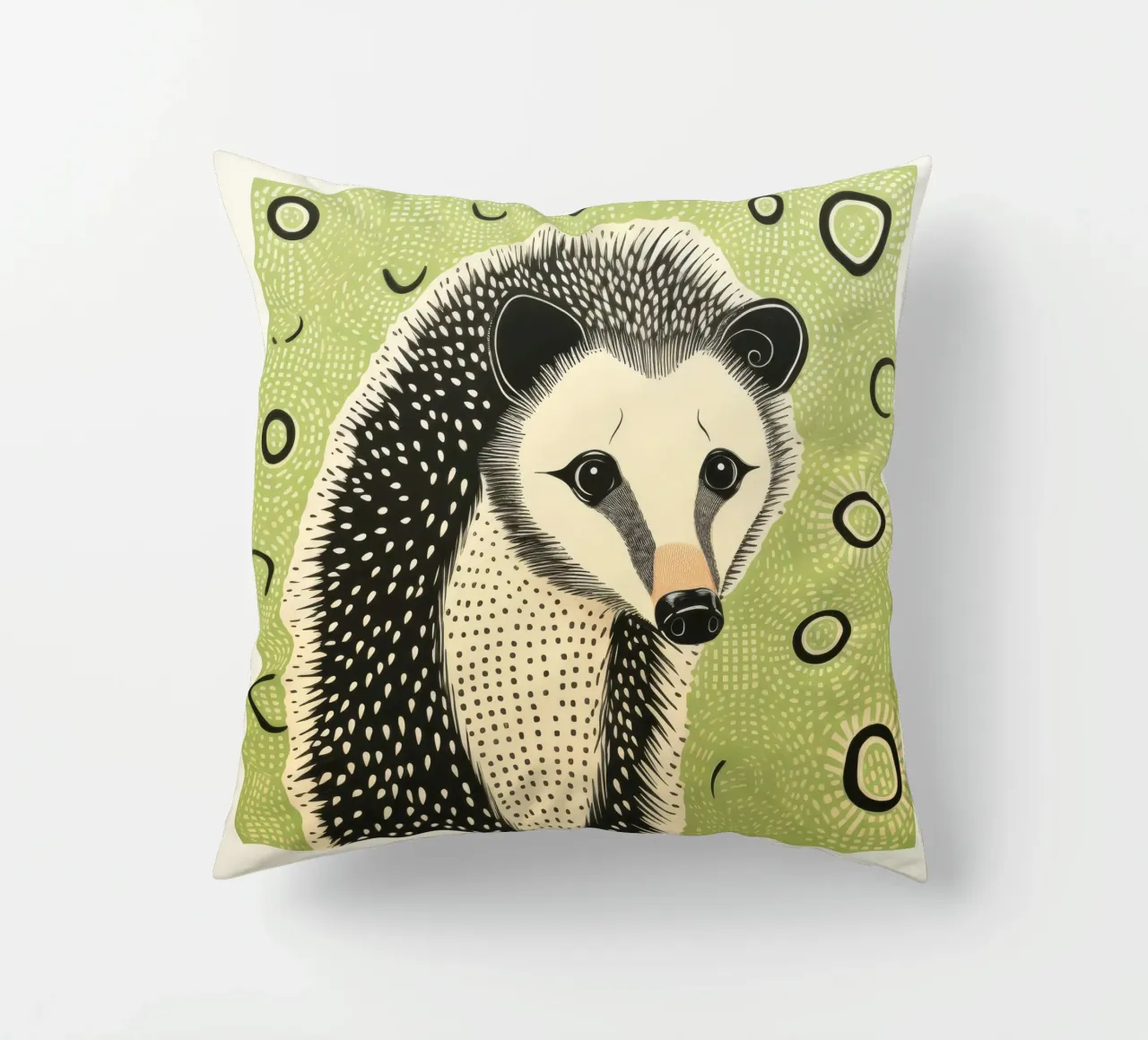 Opossum verde 2 cuscino da Minimal Animal Art