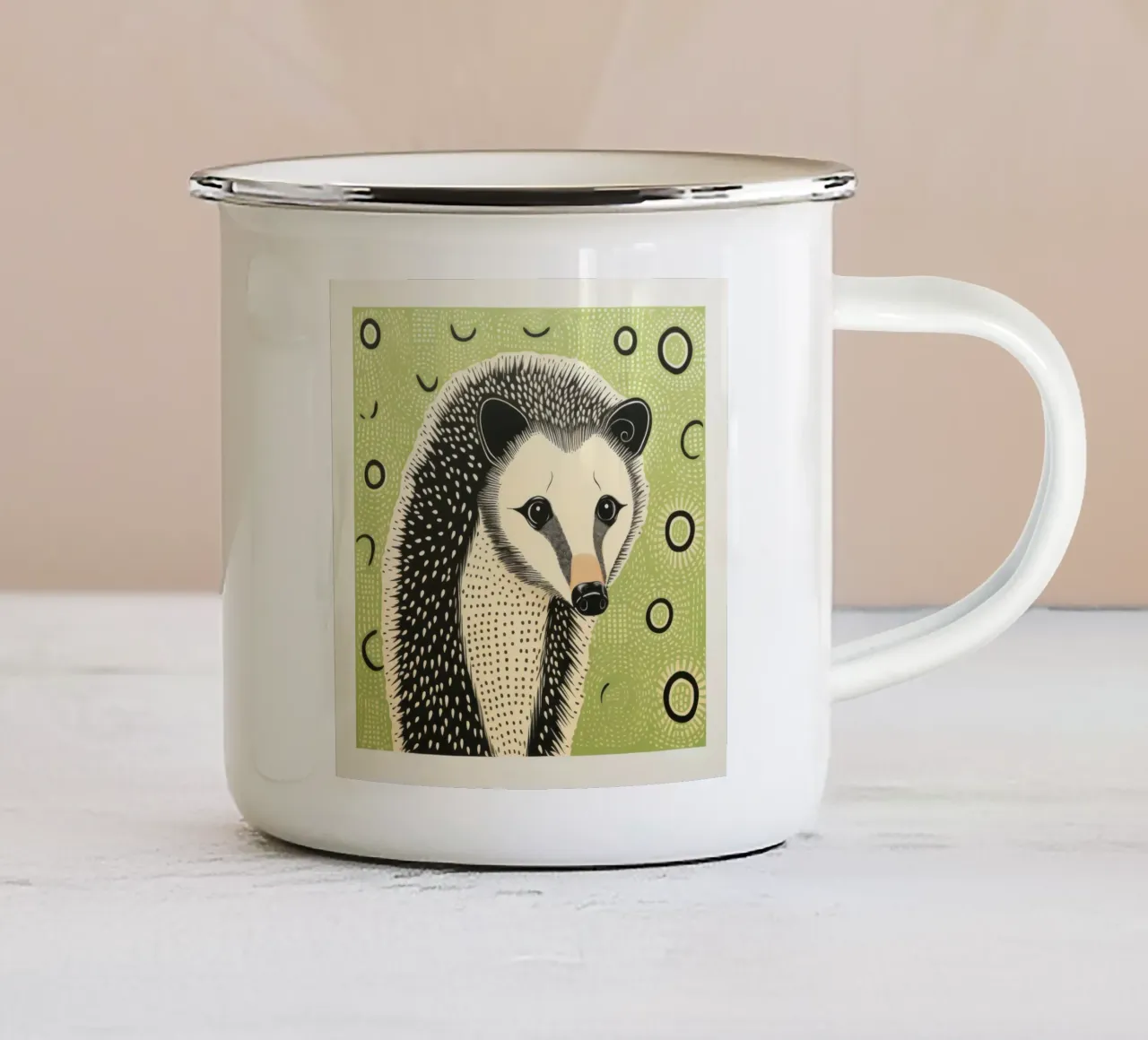 Opossum verde 2 tazza in smalto da Minimal Animal Art
