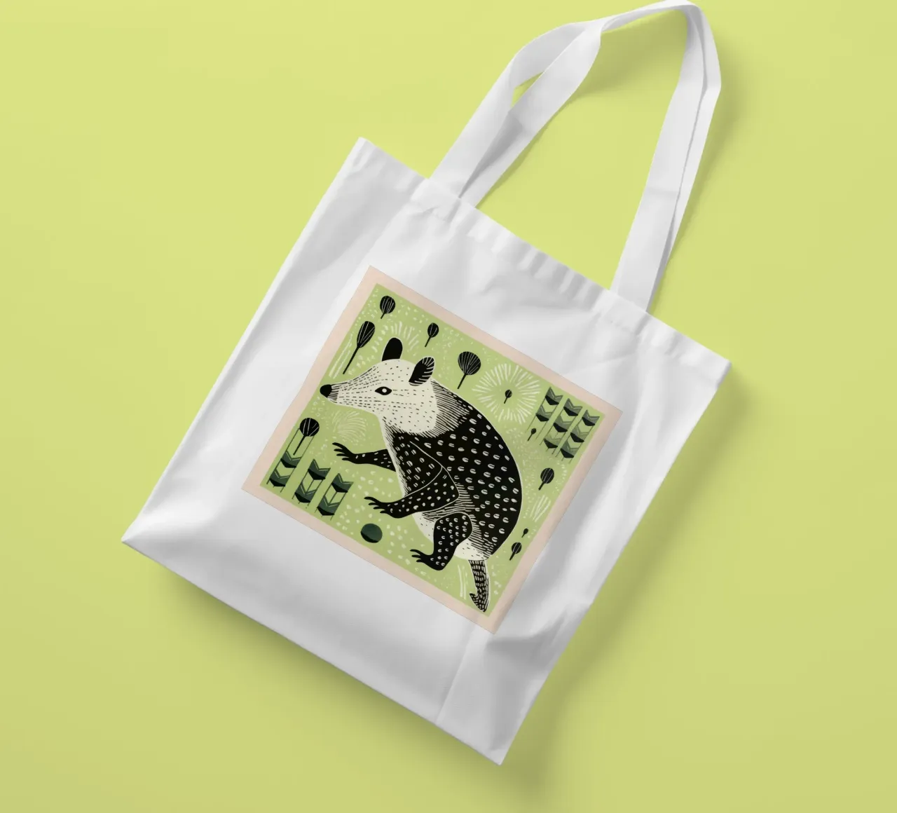 Grünes Opossum 3 Jutebeutel von Minimal Animal Art