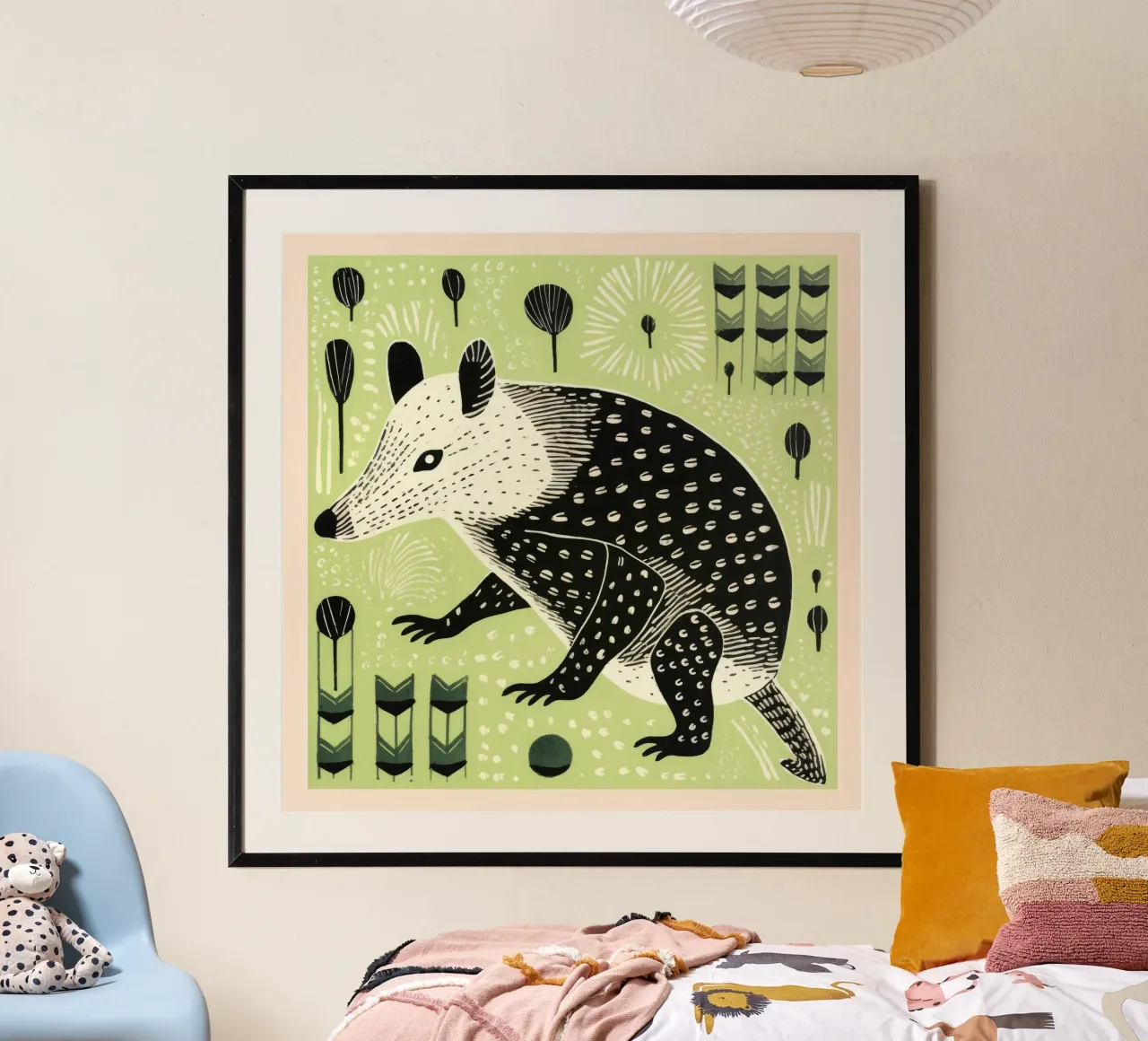 Grünes Opossum 3 Poster von Minimal Animal Art
