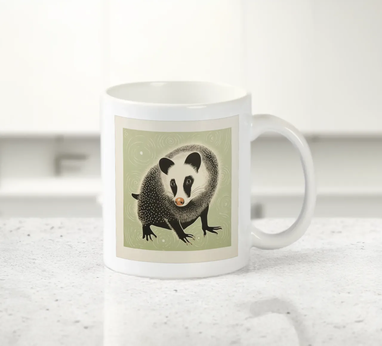 Opossum verde 4 tazza in ceramica da Minimal Animal Art