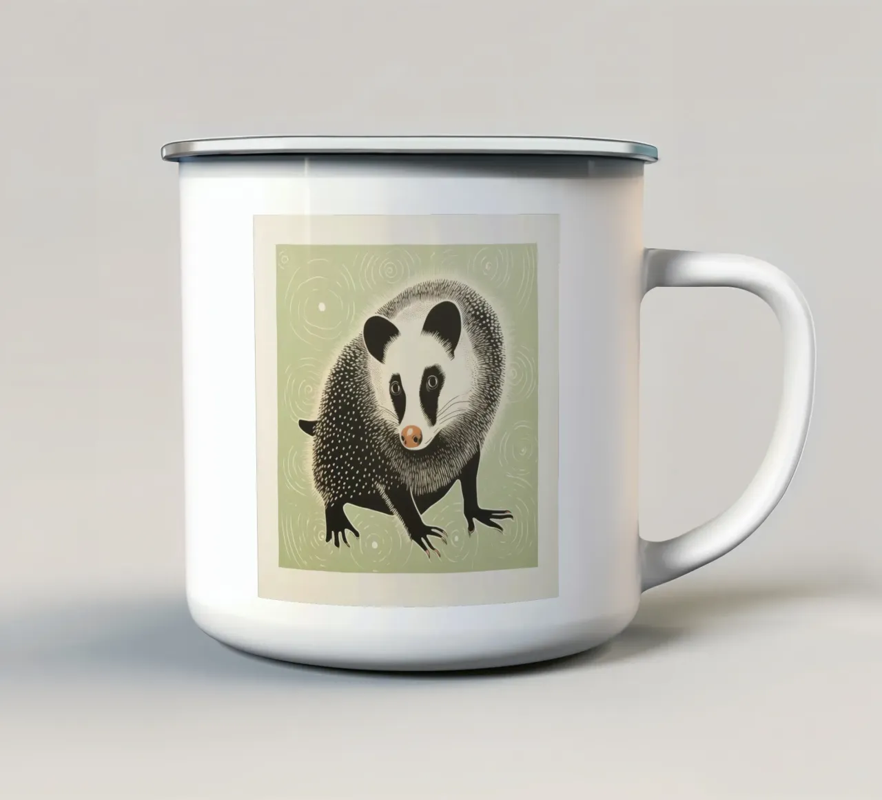 Opossum verde 4 tazza in smalto da Minimal Animal Art
