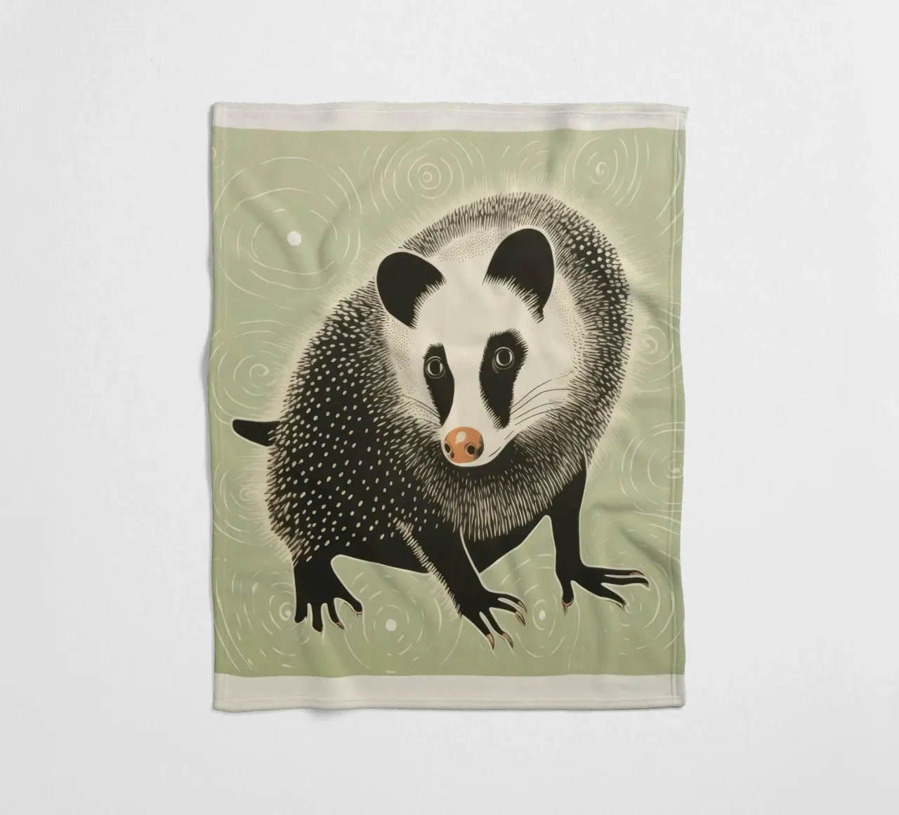 Opossum verde 4 coperta in pile da Minimal Animal Art