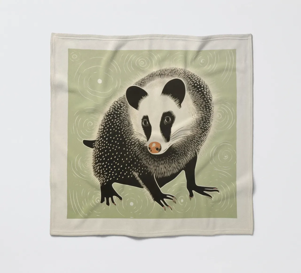 Opossum verde 4 coperta in pile da Minimal Animal Art