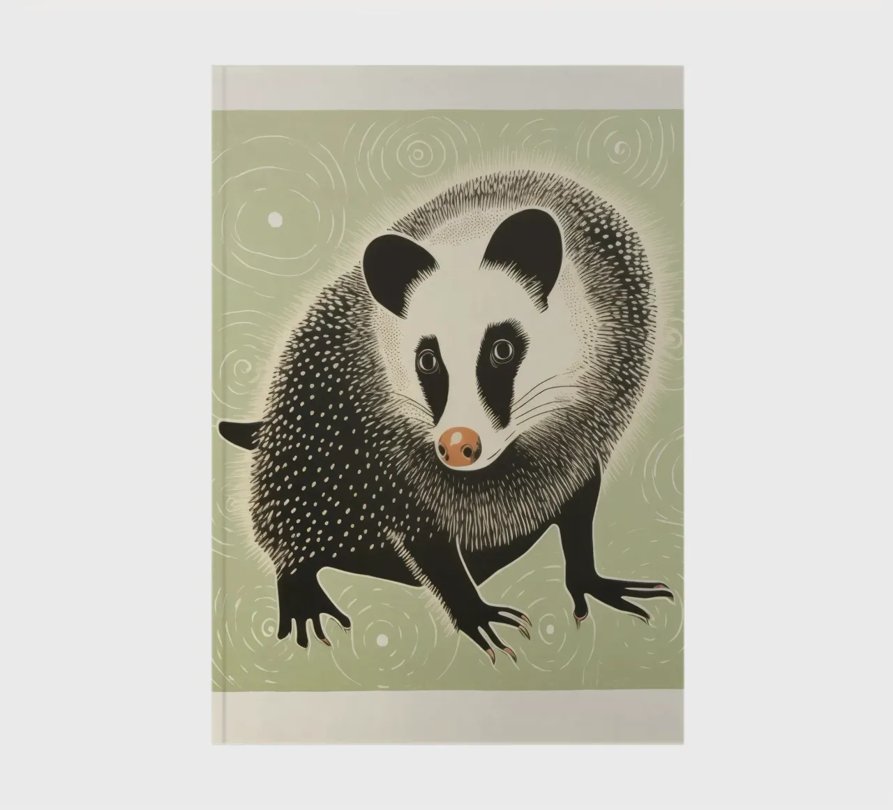 Green Opossum 4 notebook by Minimal Animal Art