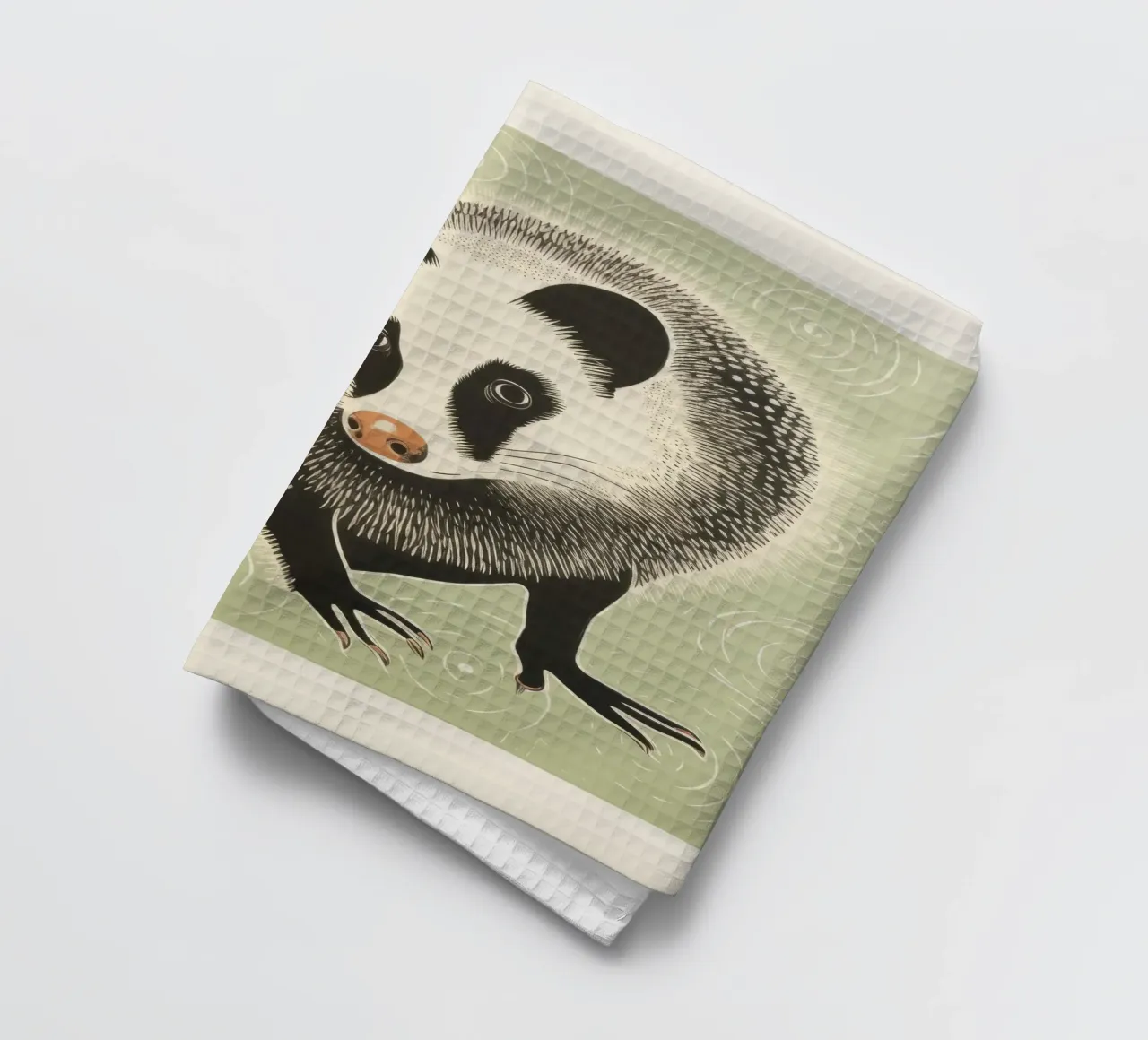 Opossum vert 4 torchon de Minimal Animal Art
