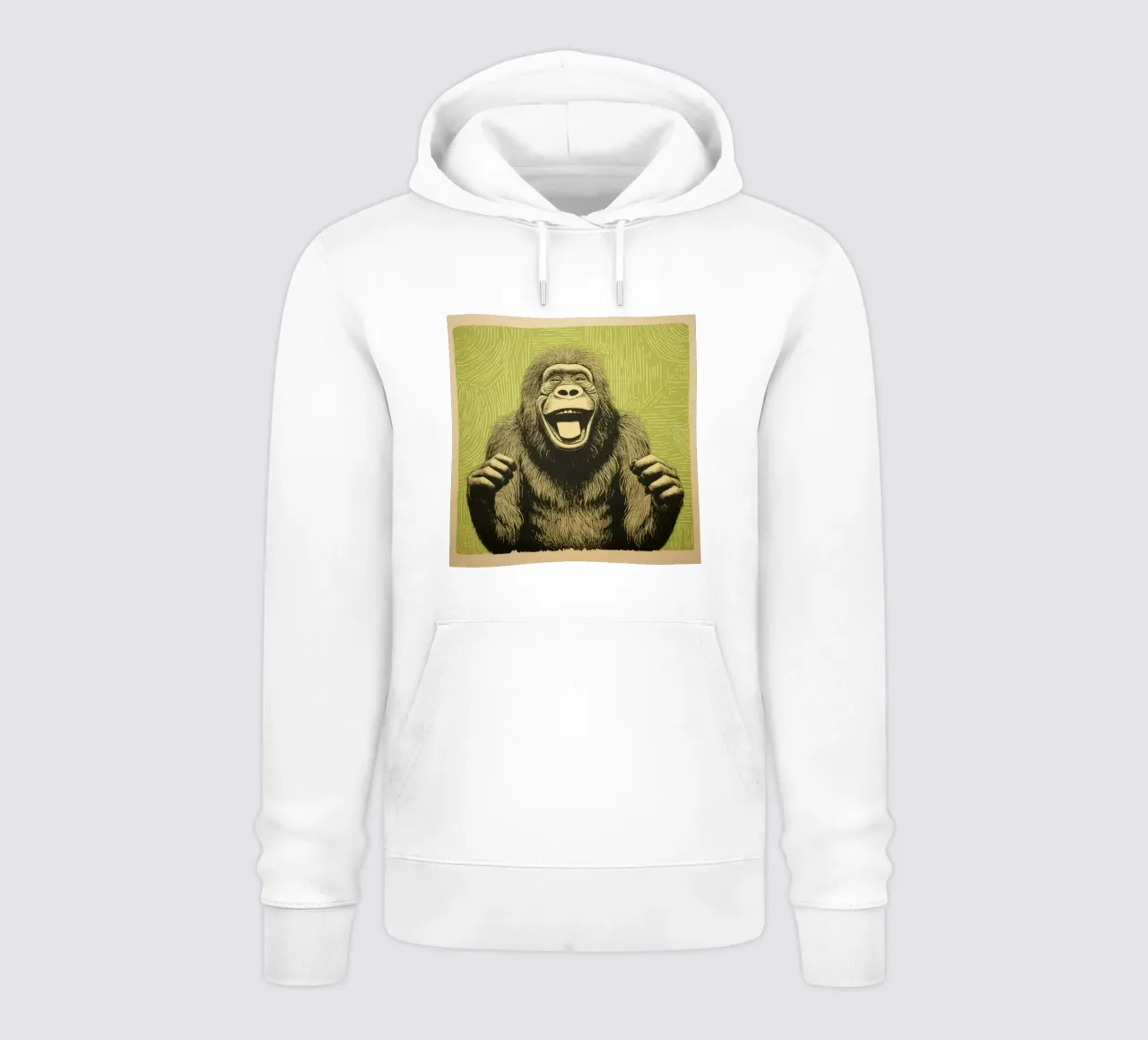 Orangutan verde 1 felpa con cappuccio da Minimal Animal Art
