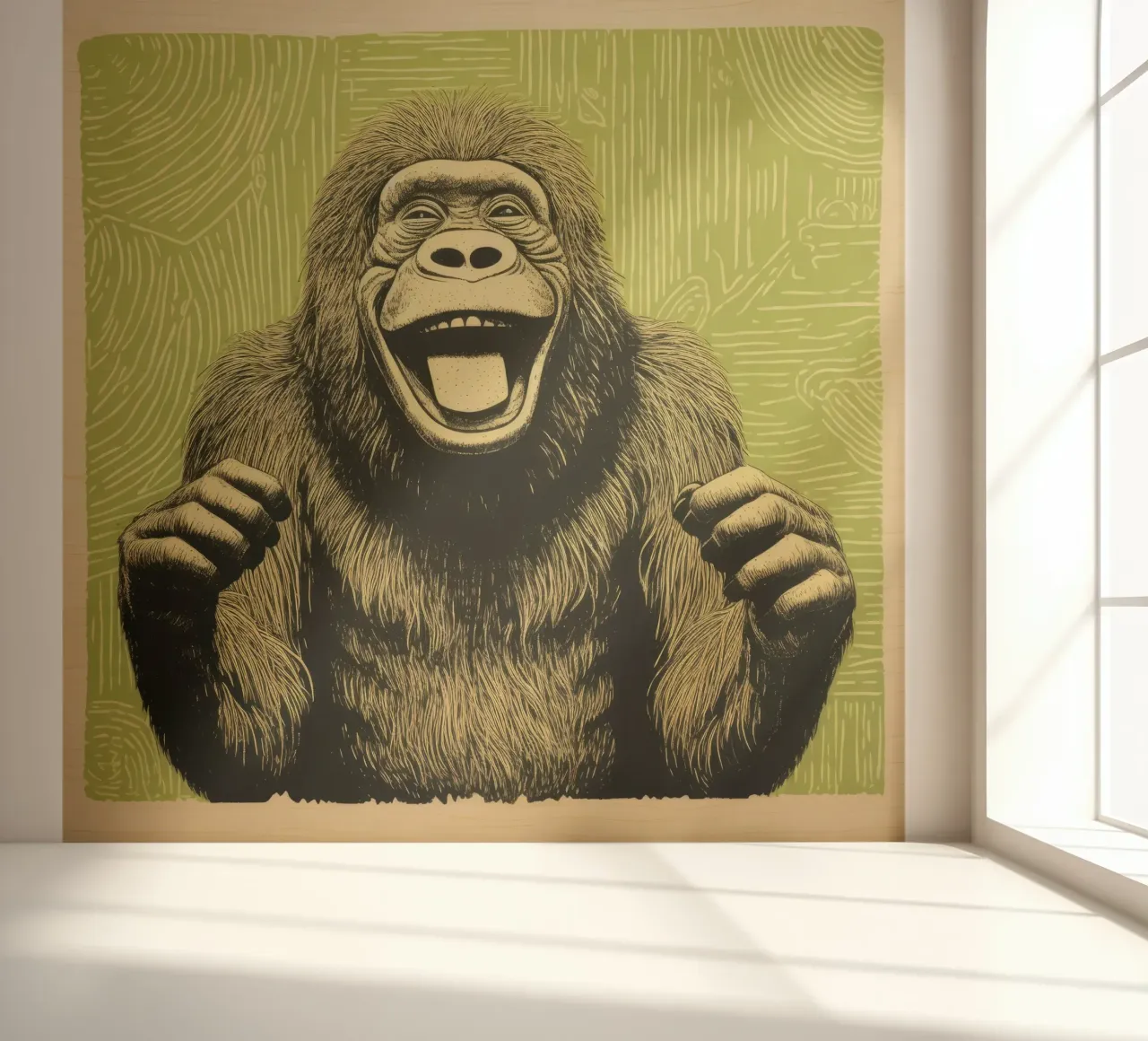 Orangután verde 1 papel para pared de Minimal Animal Art