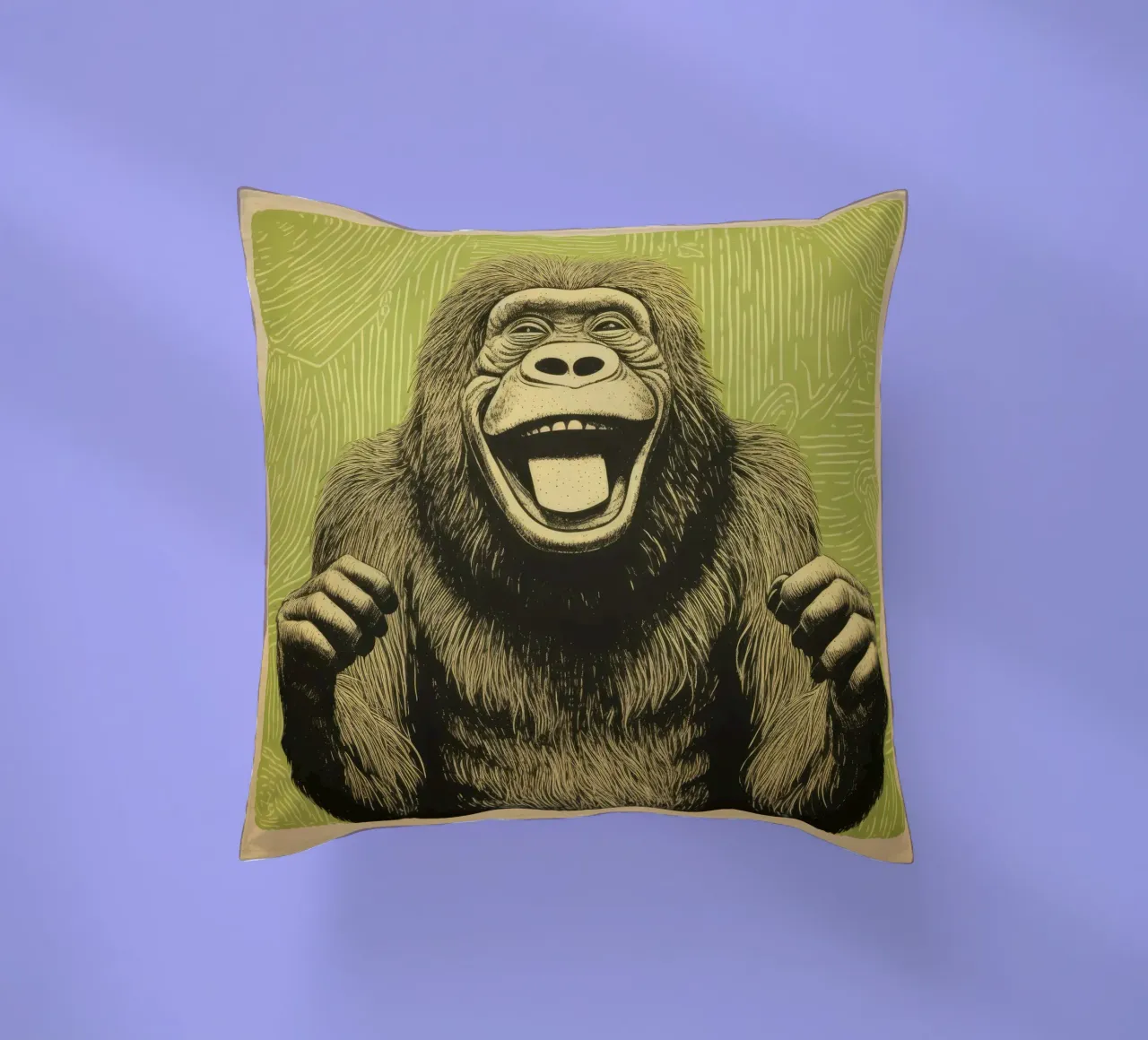 Orangutan verde 1 cuscino da Minimal Animal Art