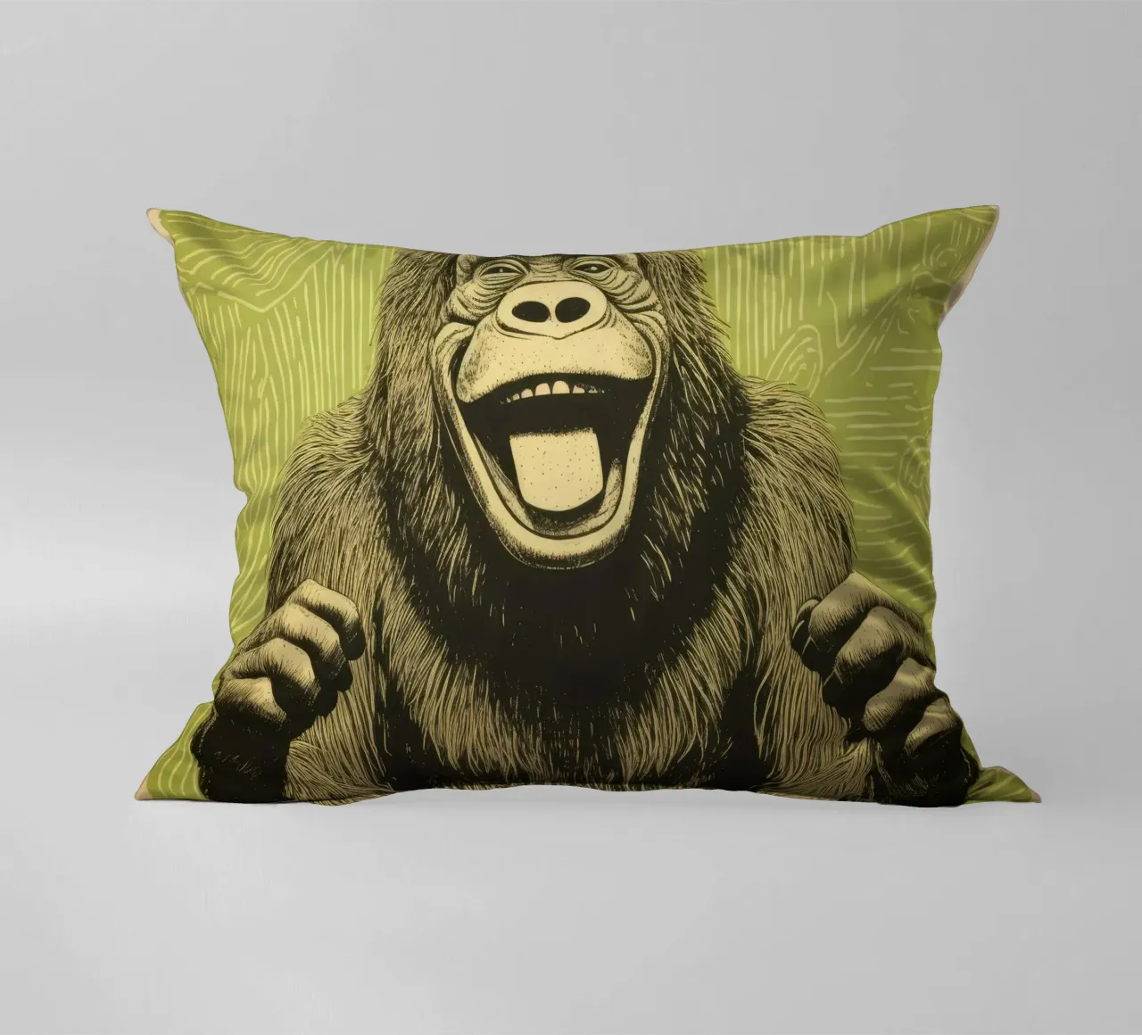 Orangutan verde 1 cuscino da Minimal Animal Art