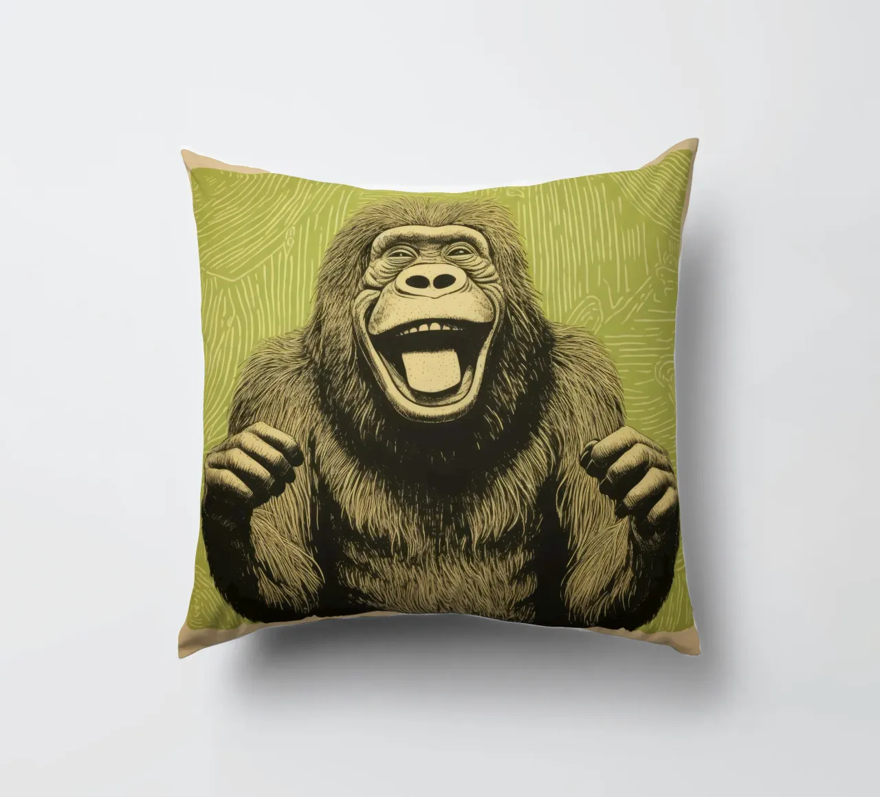 Orangutan verde 1 cuscino da Minimal Animal Art