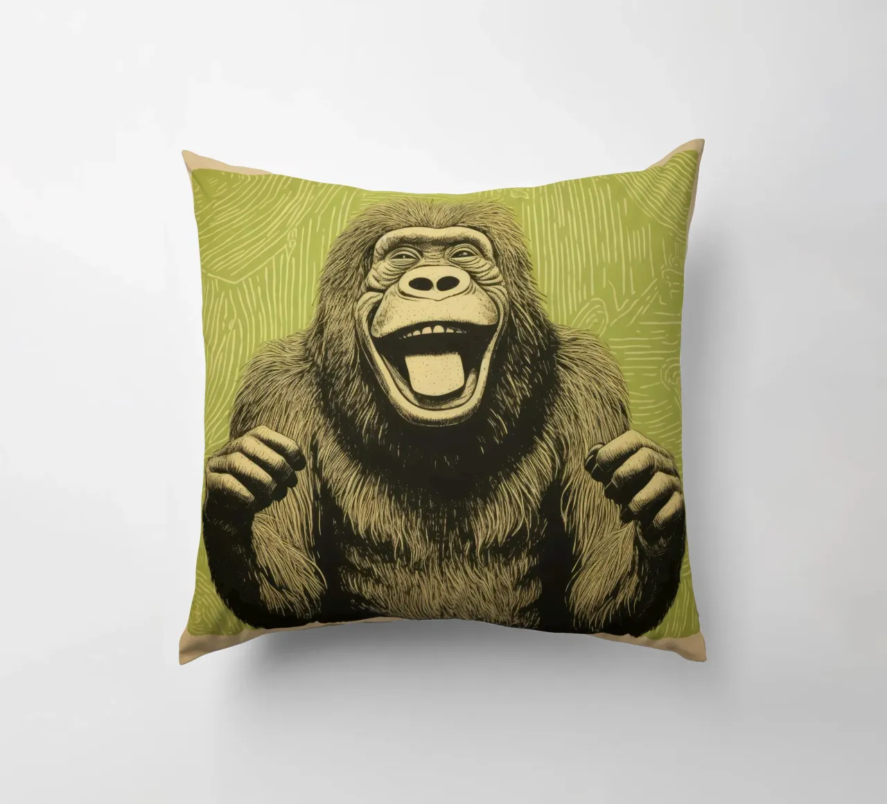 Orangutan verde 1 cuscino da Minimal Animal Art