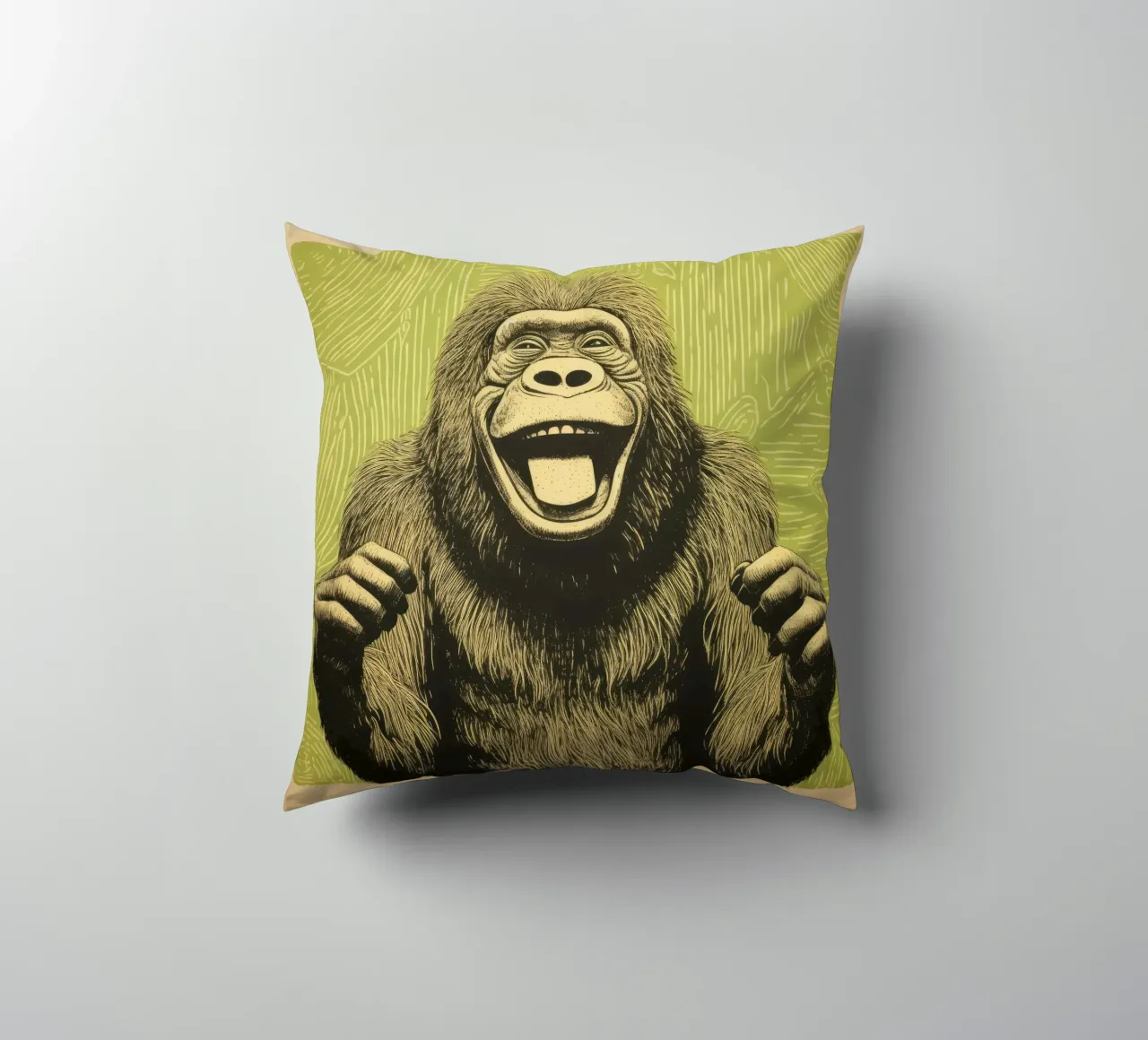 Orangutan verde 1 cuscino da Minimal Animal Art