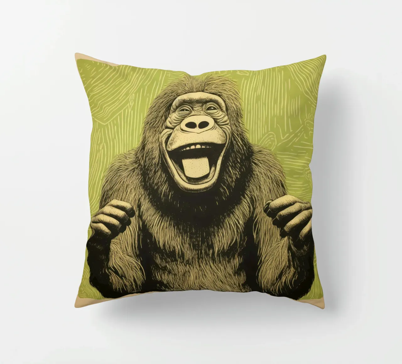 Orangutan verde 1 cuscino da Minimal Animal Art