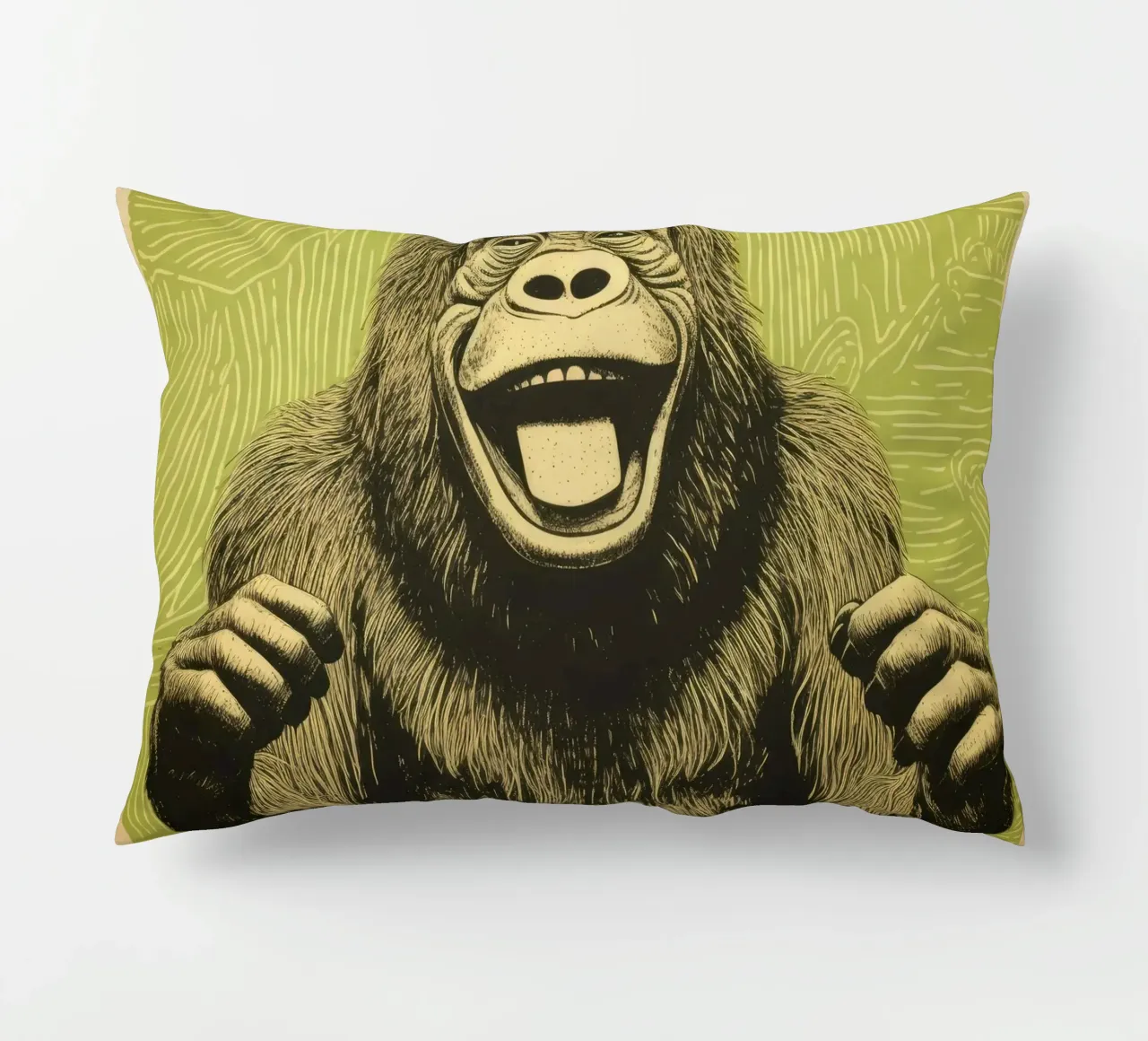 Orangutan verde 1 cuscino da Minimal Animal Art