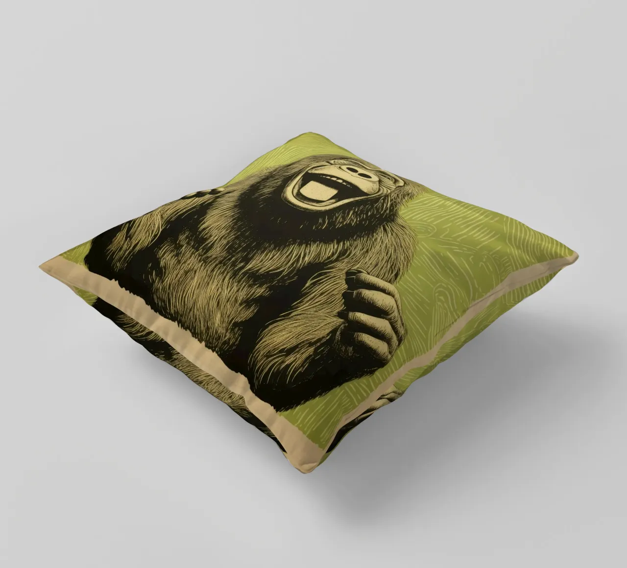 Orangutan verde 1 cuscino da Minimal Animal Art
