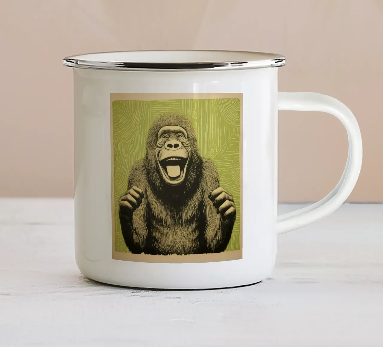Orangutan verde 1 tazza in smalto da Minimal Animal Art