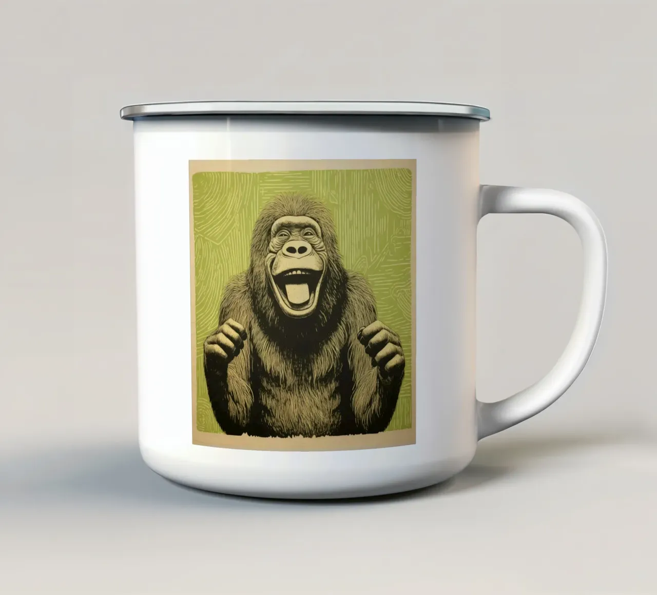 Orangutan verde 1 tazza in smalto da Minimal Animal Art