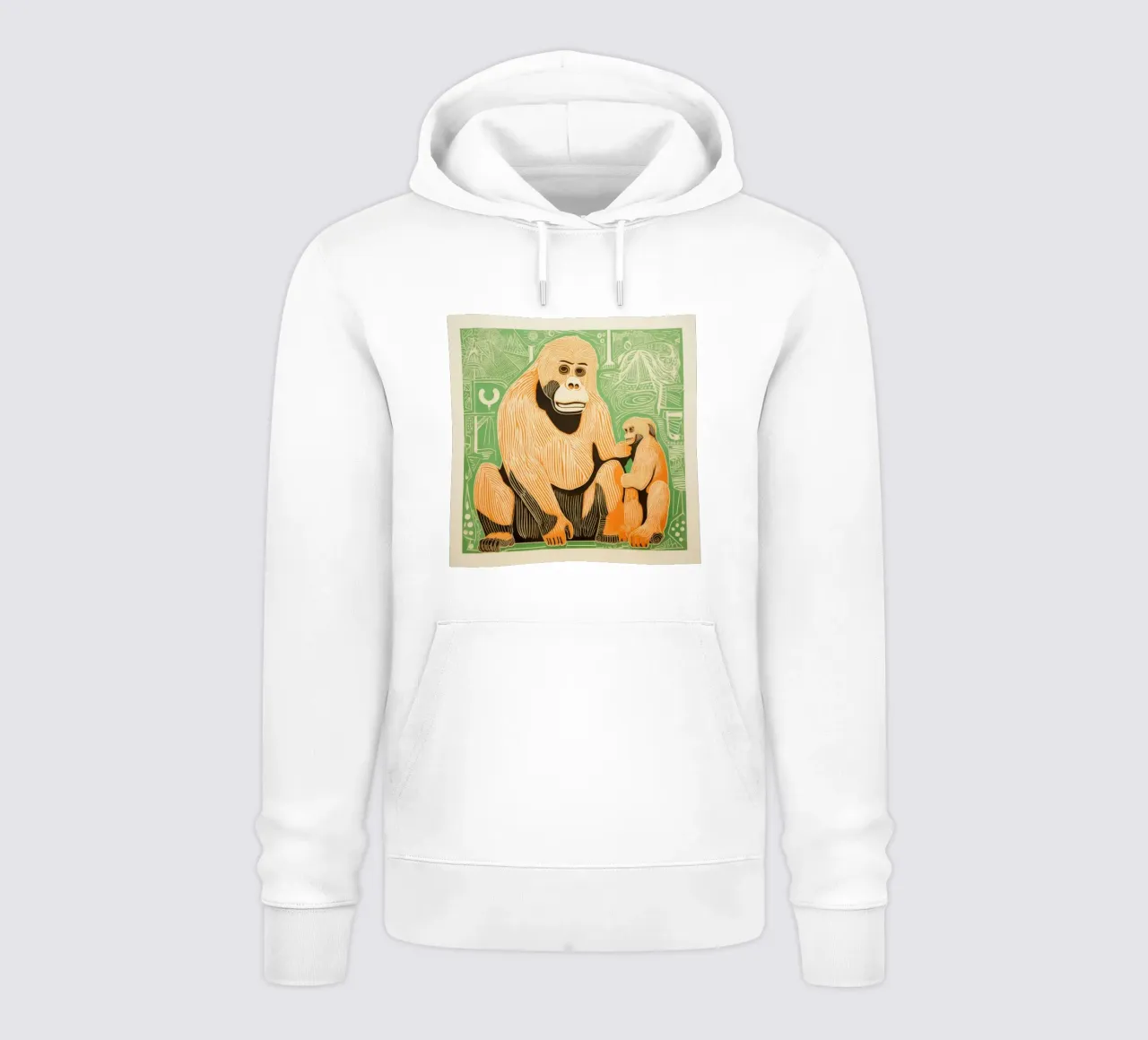 Orangutan verde 2 felpa con cappuccio da Minimal Animal Art