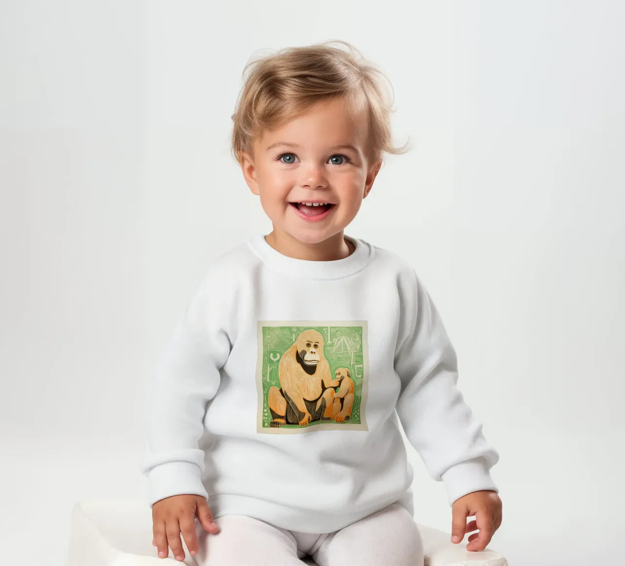 Grüne Orang-Utans Baby Sweatshirt von Minimal Animal Art