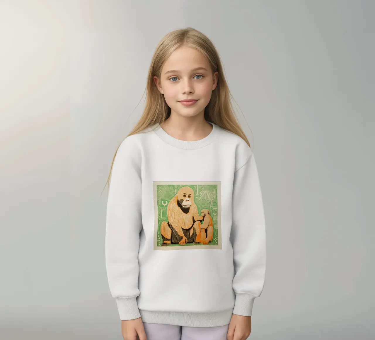 Orangutan verdi felpa bambino da Minimal Animal Art