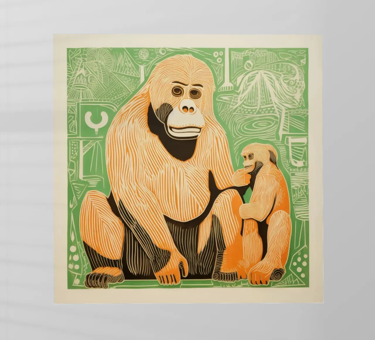 Orangutan verde 2 pellicola backlit da Minimal Animal Art