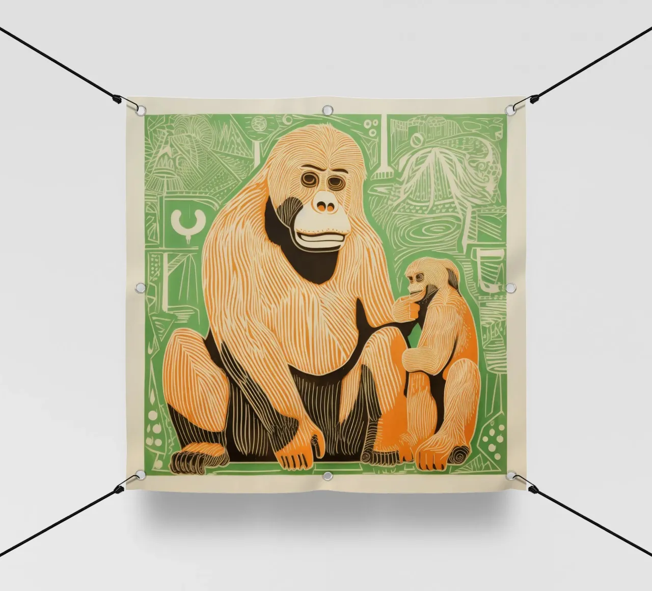 Orangutan verdi telo in pvc da Minimal Animal Art