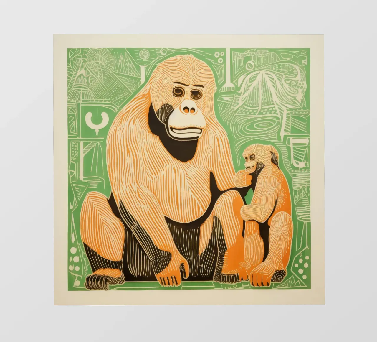 Orangutan verdi telo in pvc da Minimal Animal Art