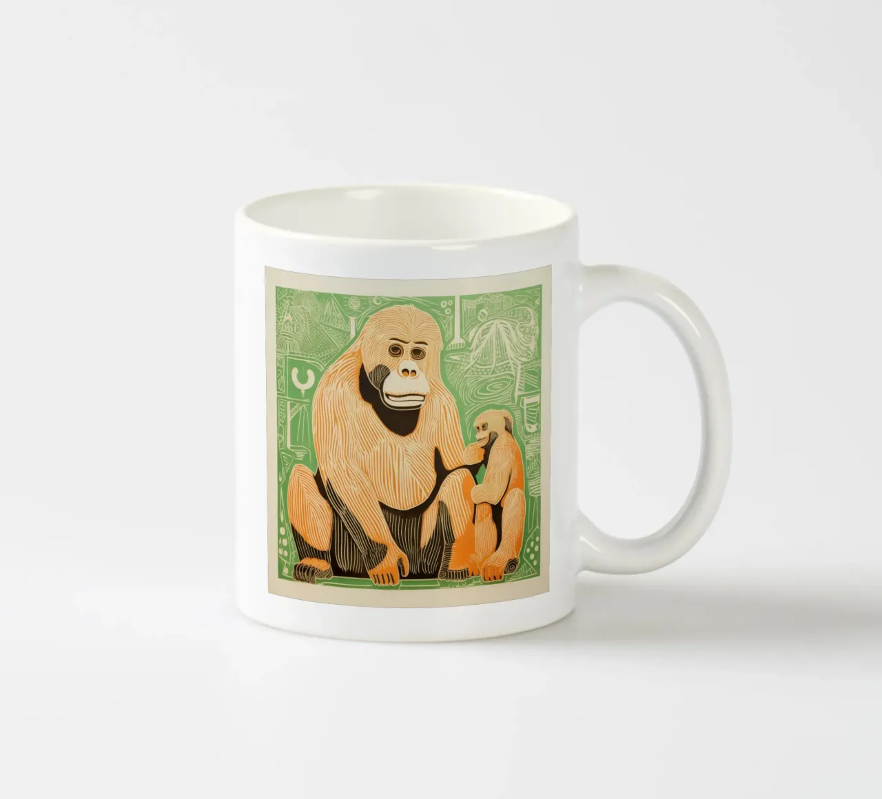 Orangutan verde 2 tazza in ceramica da Minimal Animal Art