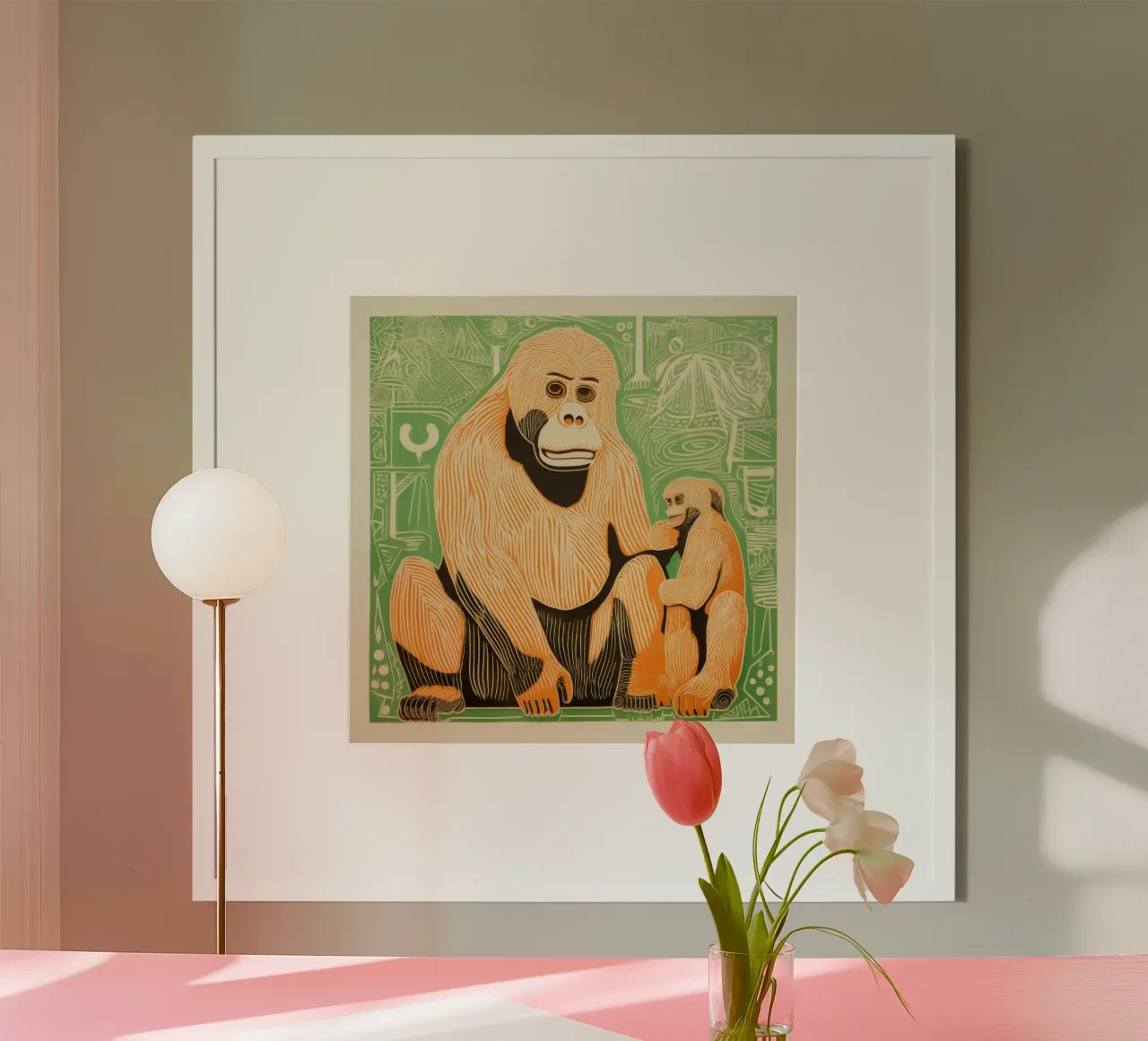 Orang-outan vert 2 poster de Minimal Animal Art