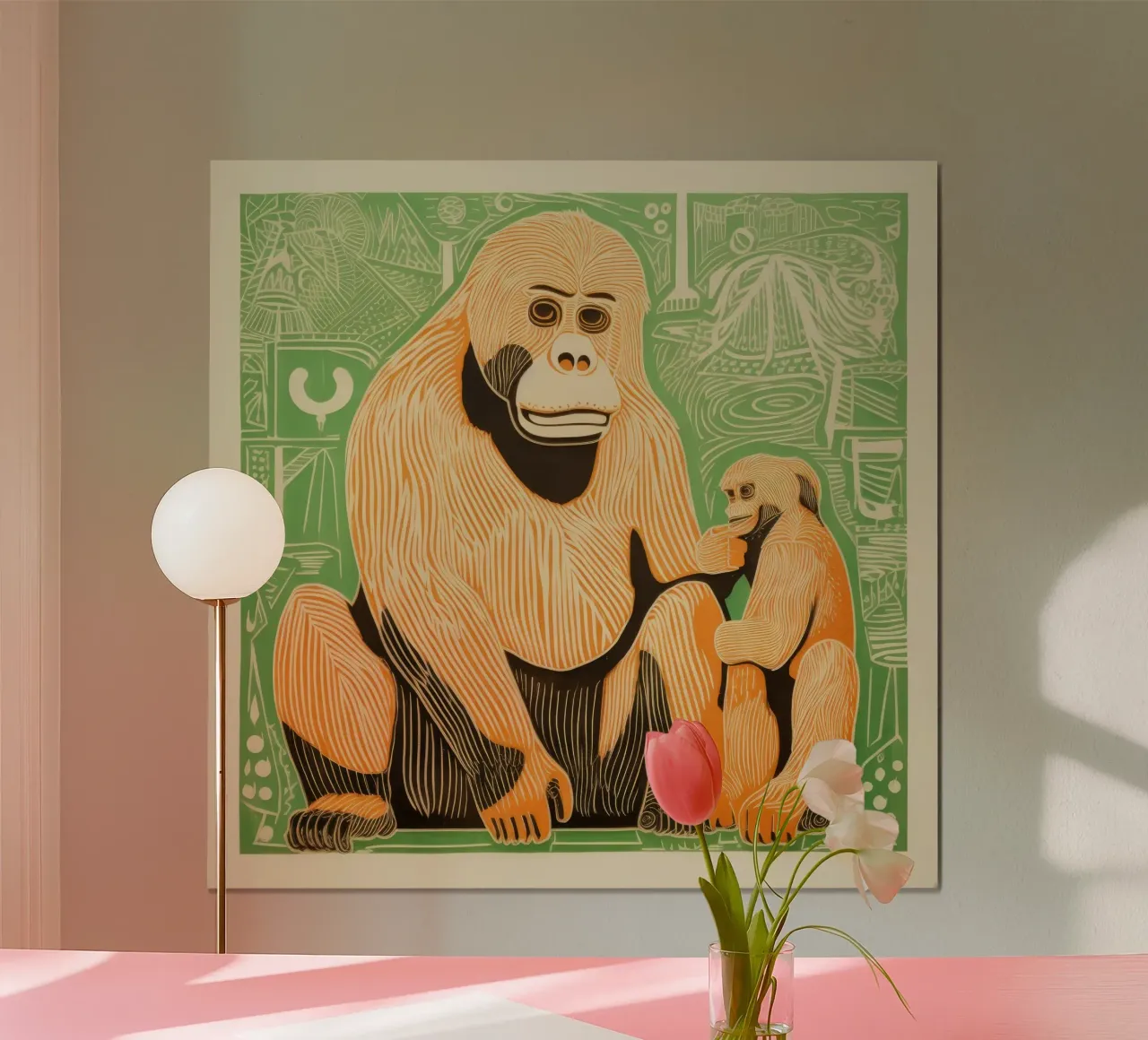 Orang-outan vert 2 poster de Minimal Animal Art
