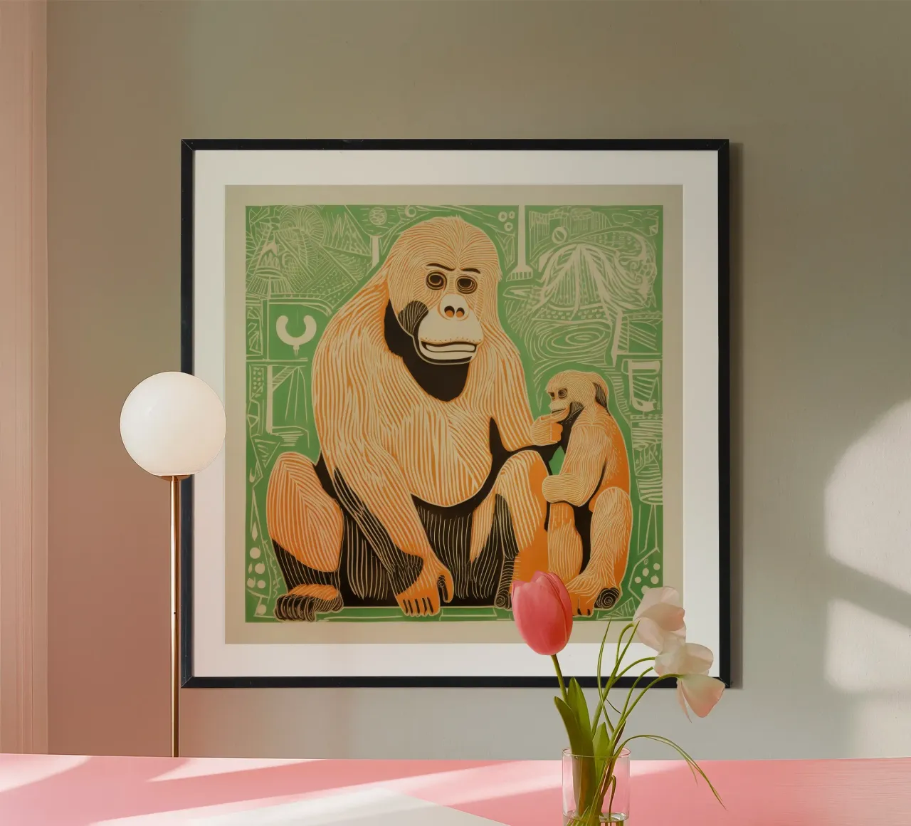 Orang-outan vert 2 poster de Minimal Animal Art