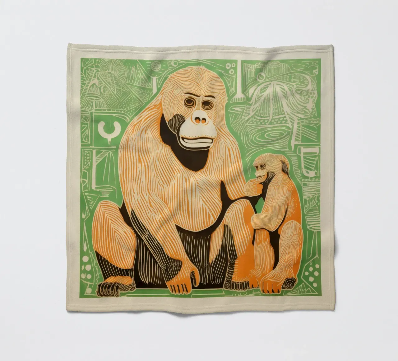 Orangutan verde 2 coperta in pile da Minimal Animal Art