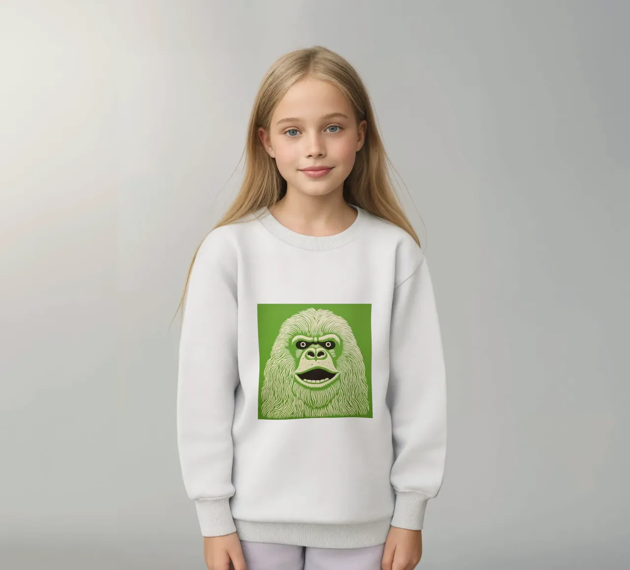 Orangutan verde 3 felpa bambino da Minimal Animal Art
