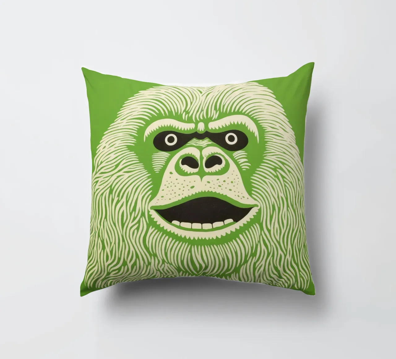 Orangutan verde 3 cuscino da Minimal Animal Art