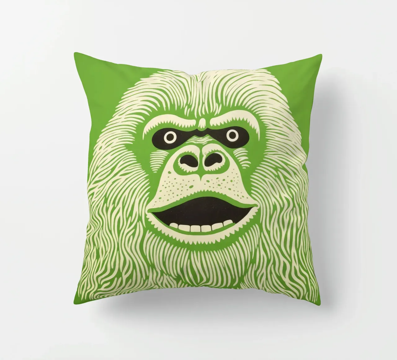 Orangutan verde 3 cuscino da Minimal Animal Art