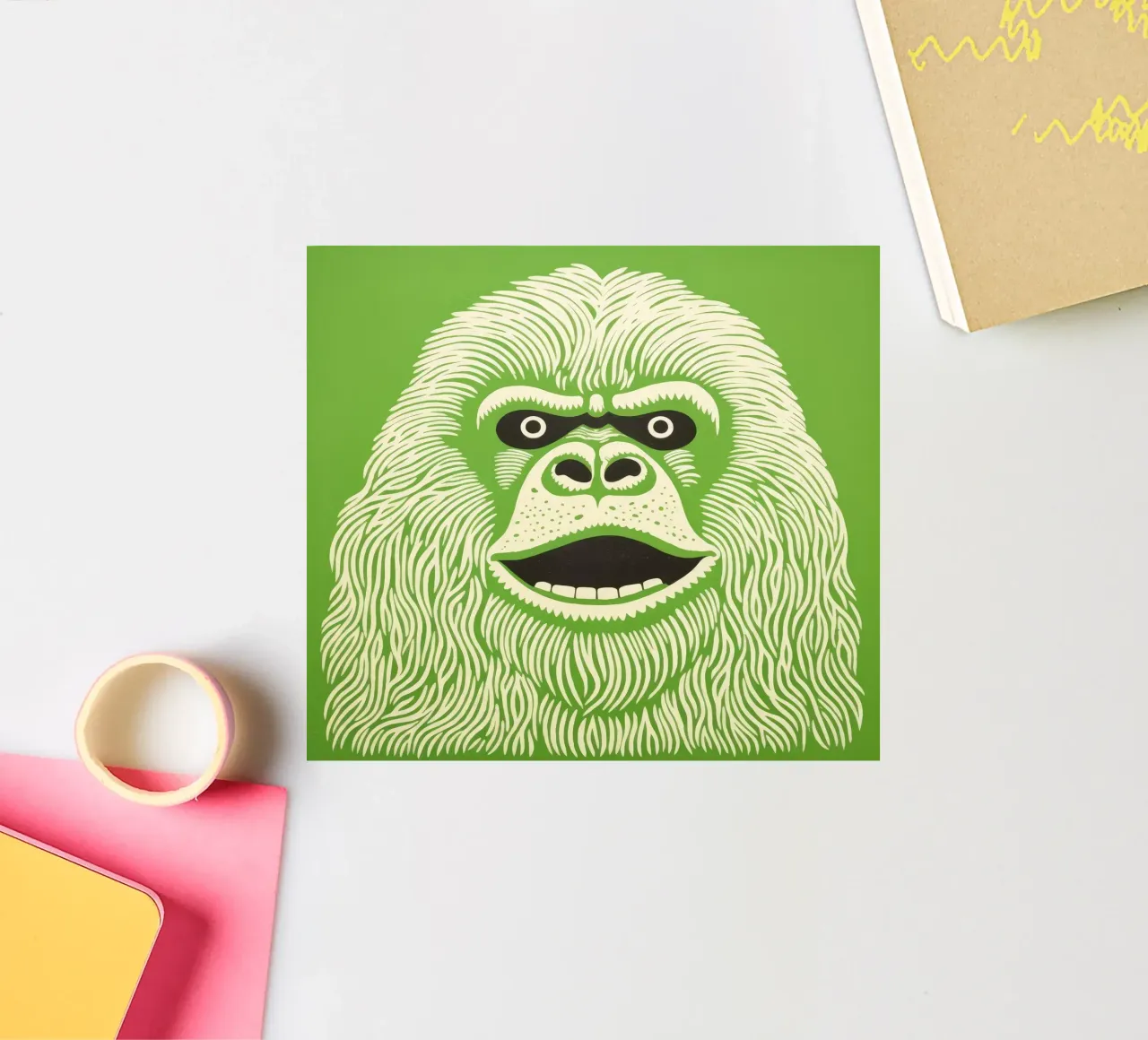 Orang-outan vert 3 autocollant de Minimal Animal Art