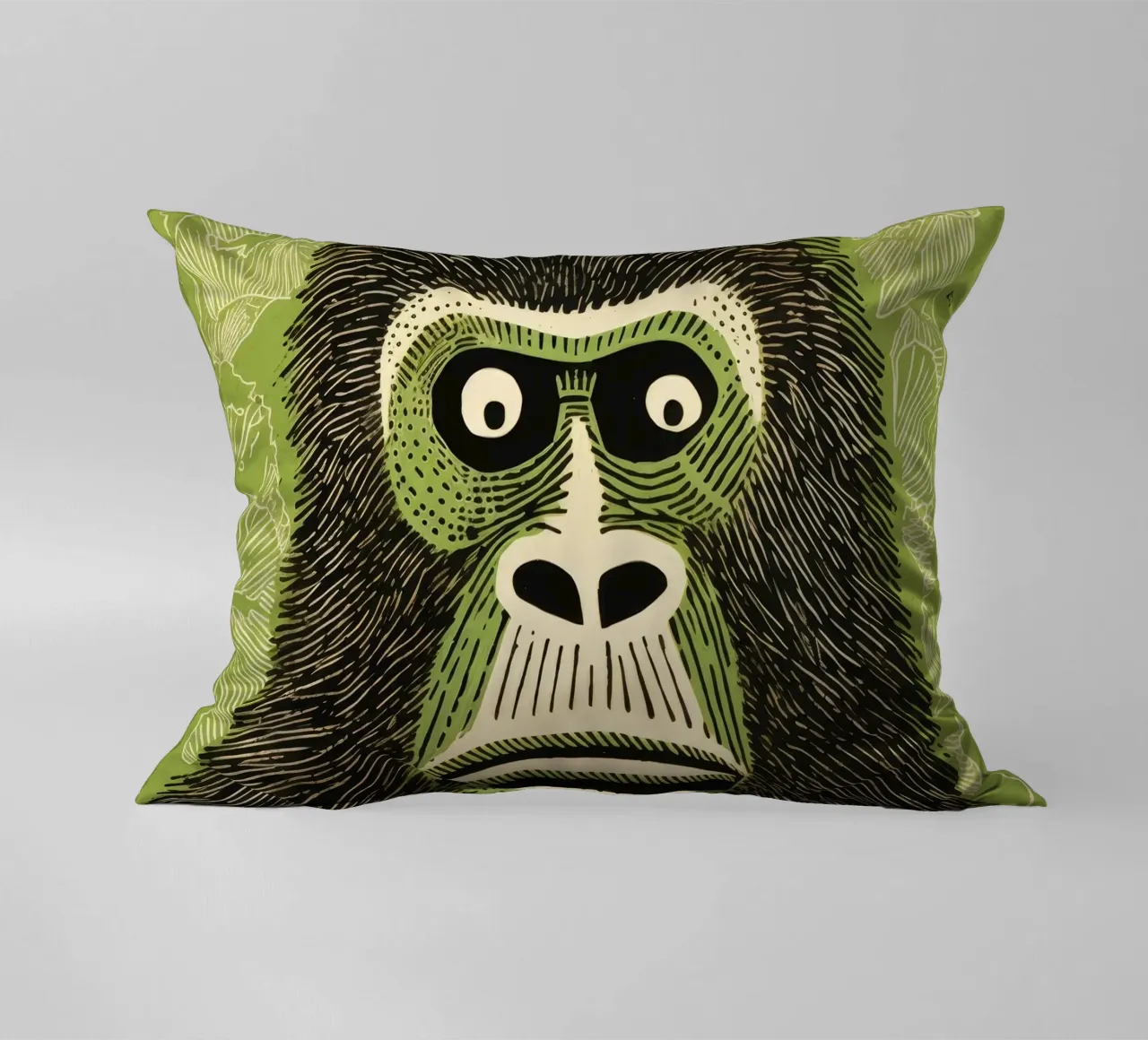 Orangutan verde 4 cuscino da Minimal Animal Art