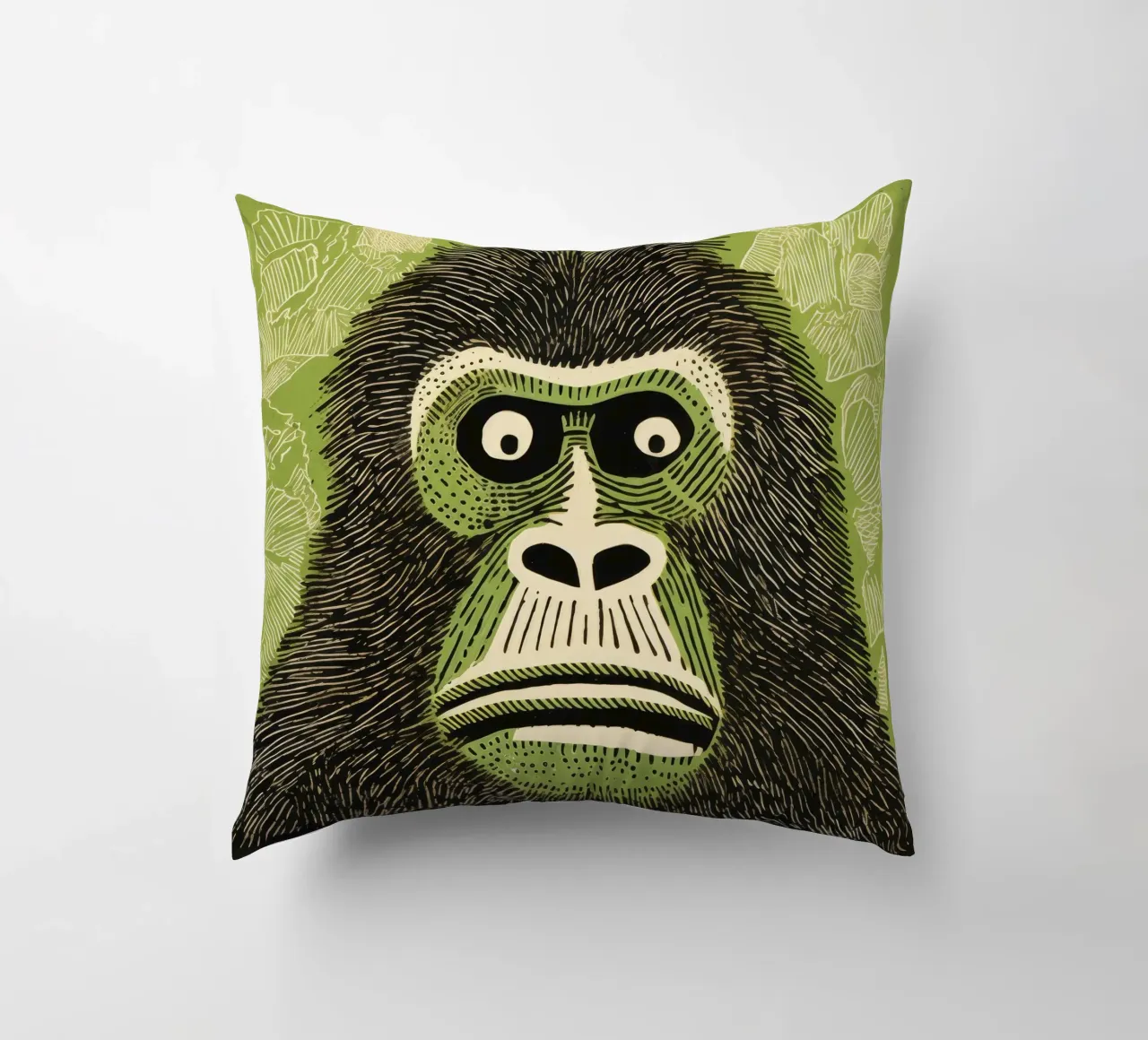 Orangutan verde 4 cuscino da Minimal Animal Art