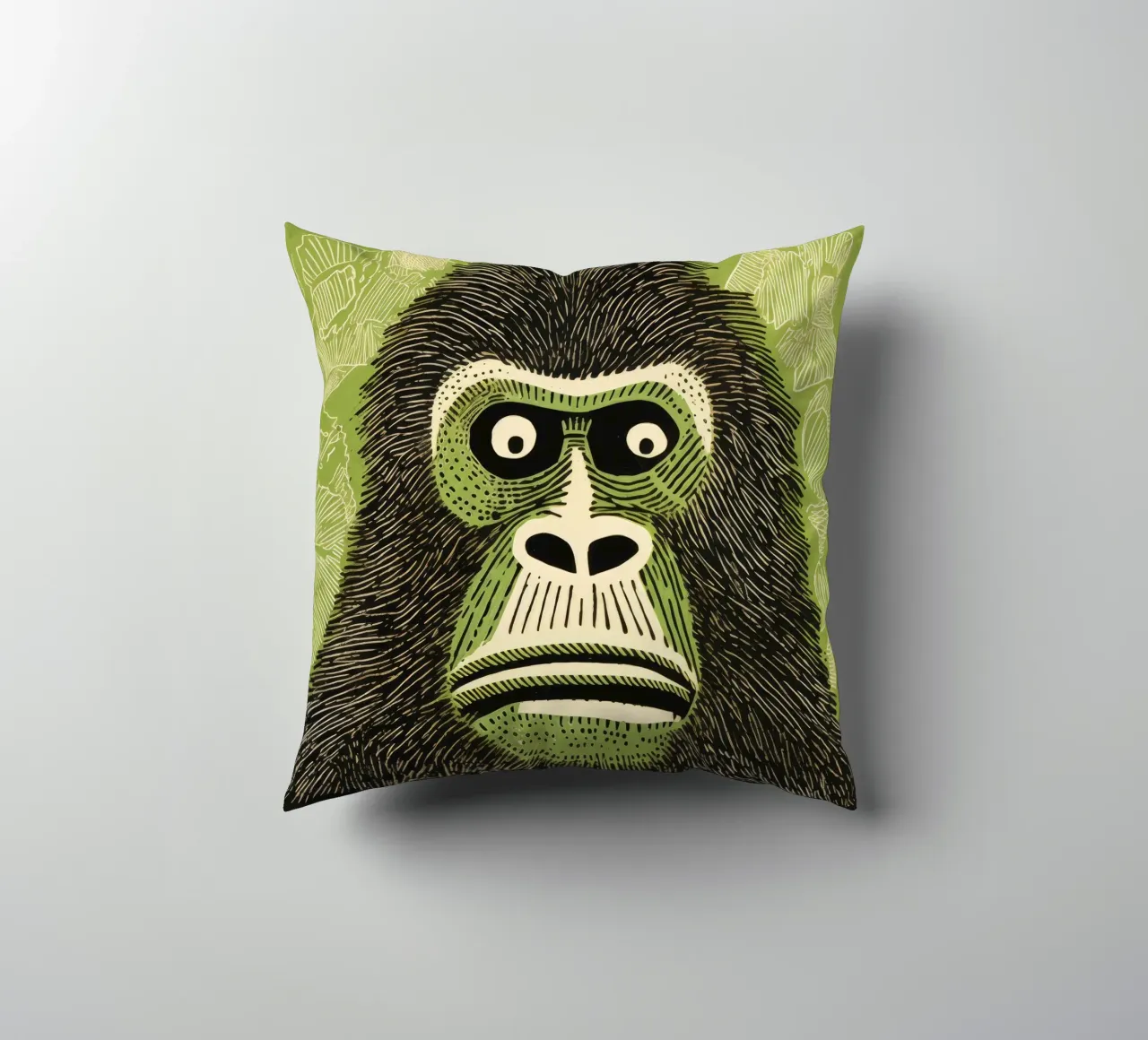 Orangutan verde 4 cuscino da Minimal Animal Art
