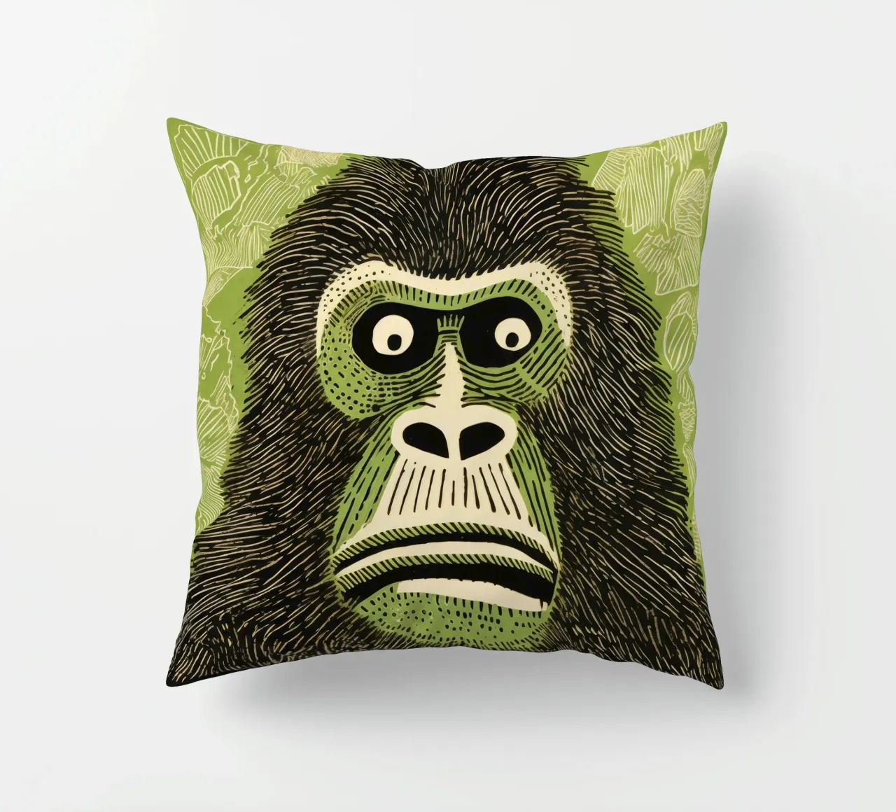 Orangutan verde 4 cuscino da Minimal Animal Art